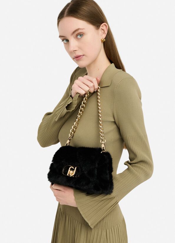 Borsa LaPuffy piccola in pelliccia sintetica