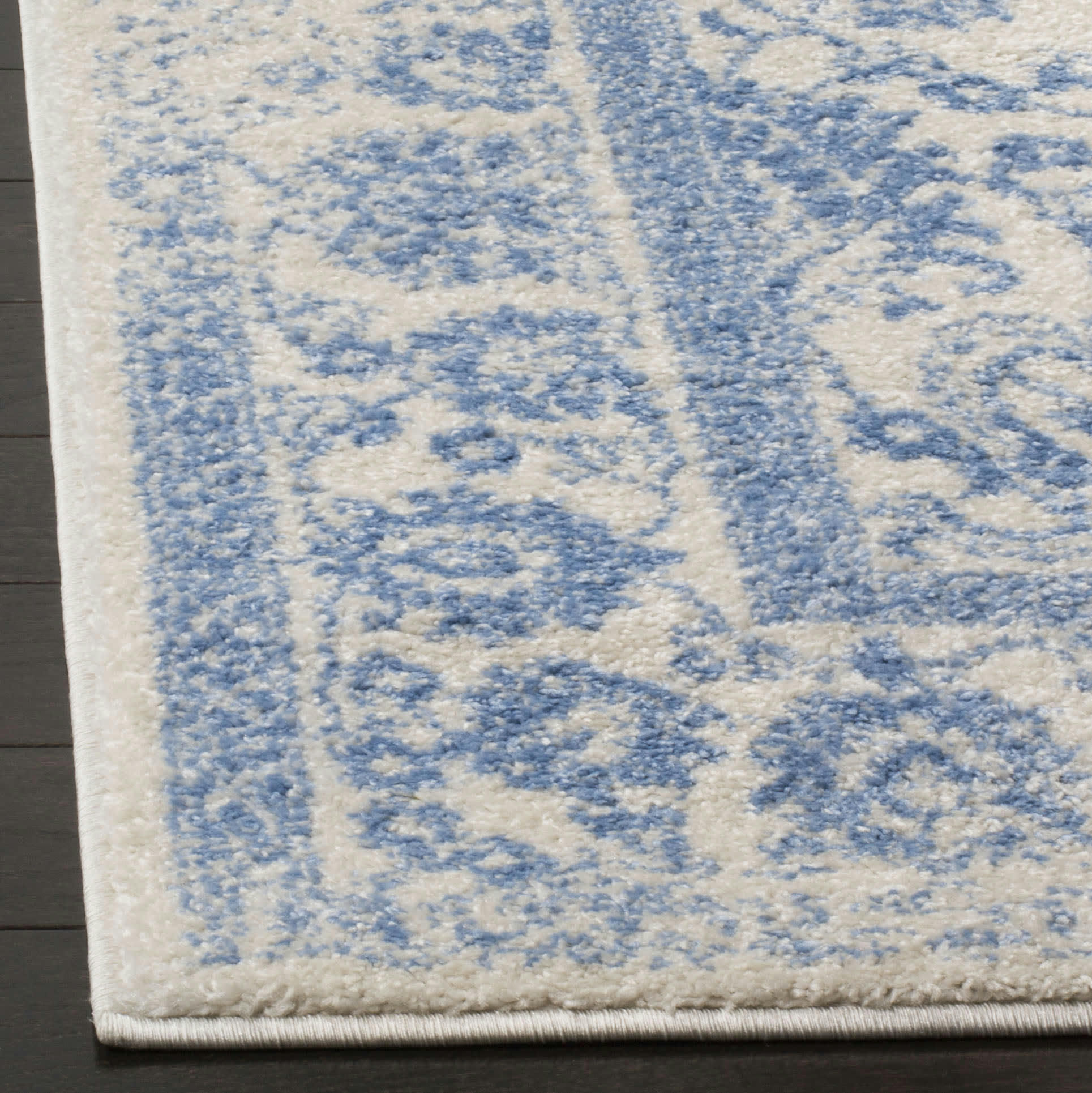 ADIRONDACK - Tapis de salon interieur en ivoire & bleu clair, 91 x 152 cm