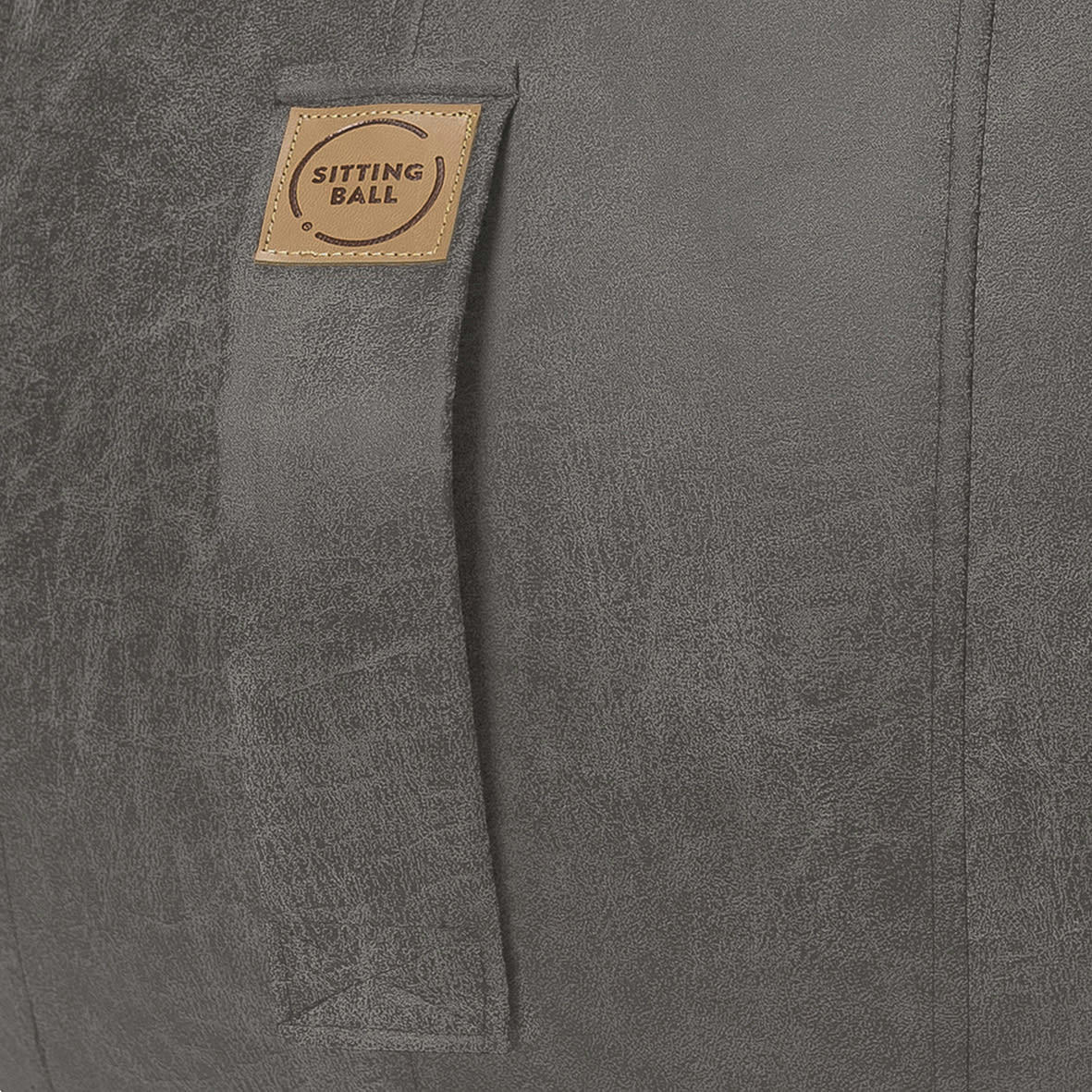 FRANKIE - Balle d'assise design simili cuir anthracite avec poignée D65