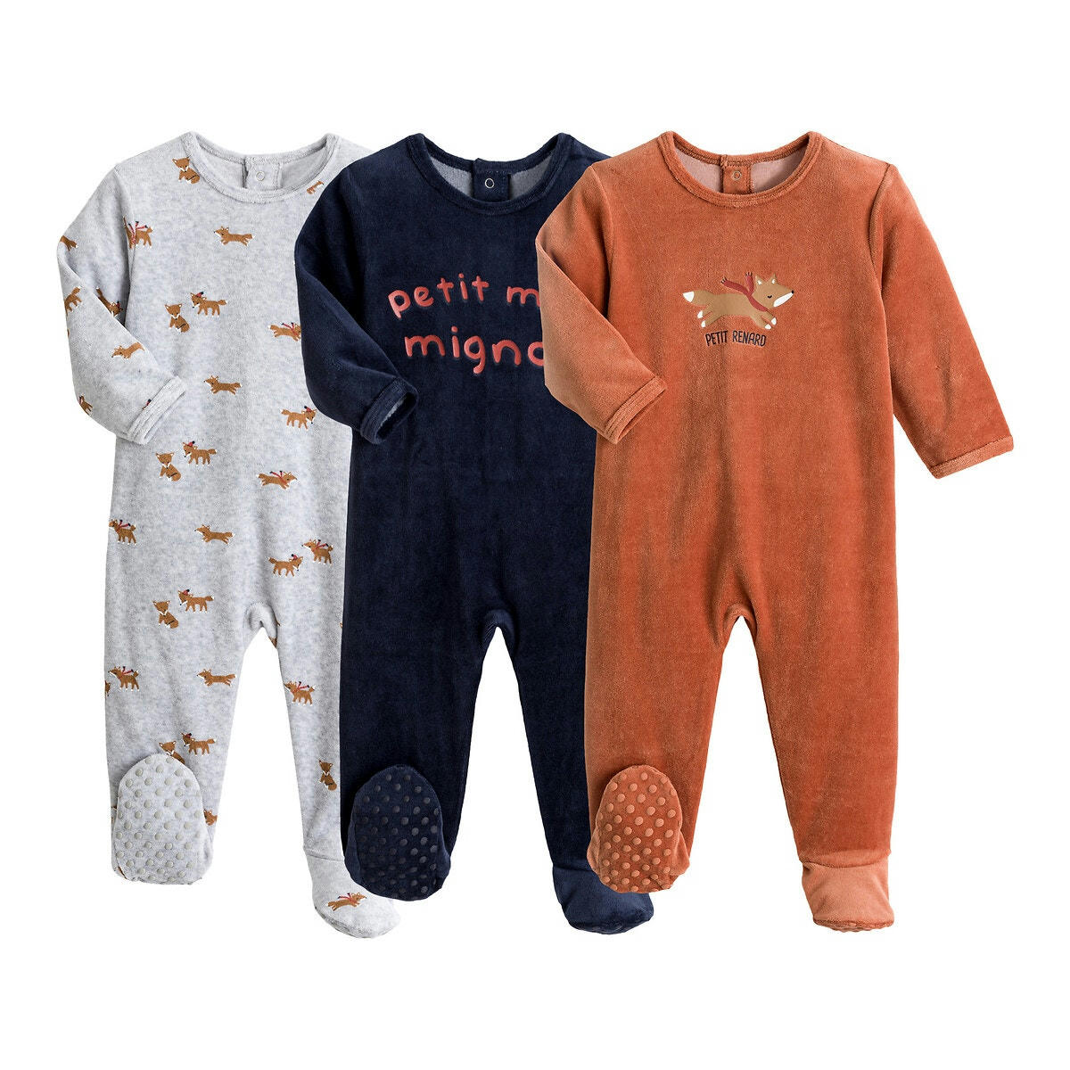 Lot de 3 pyjamas velours