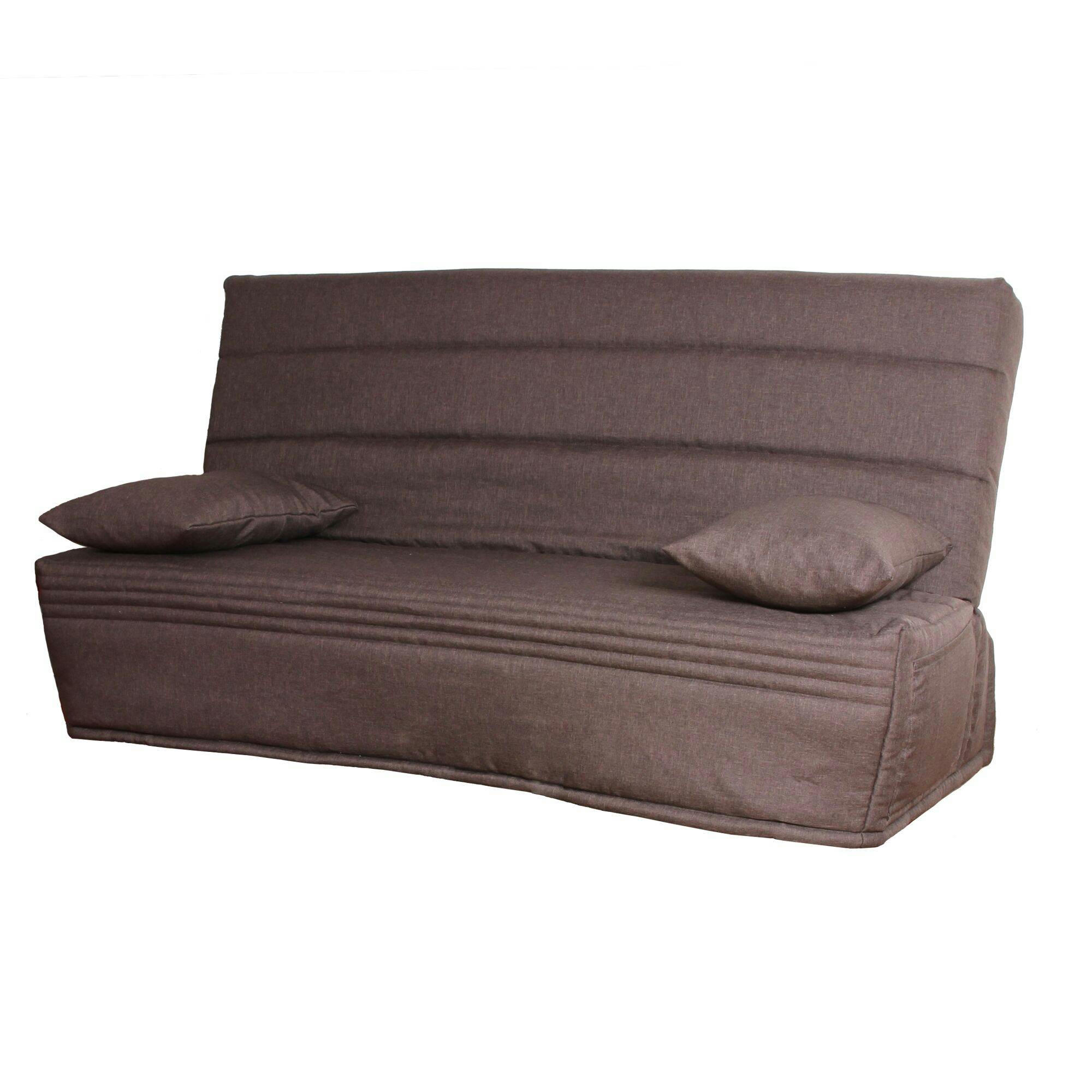 ORTENSE - Banquette clic-clac avec matelas en mousse taupe