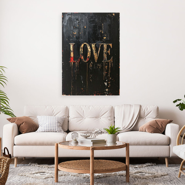 Obraz do salonu sypialni biura spa, Napis Love Typografia vintage 20x30