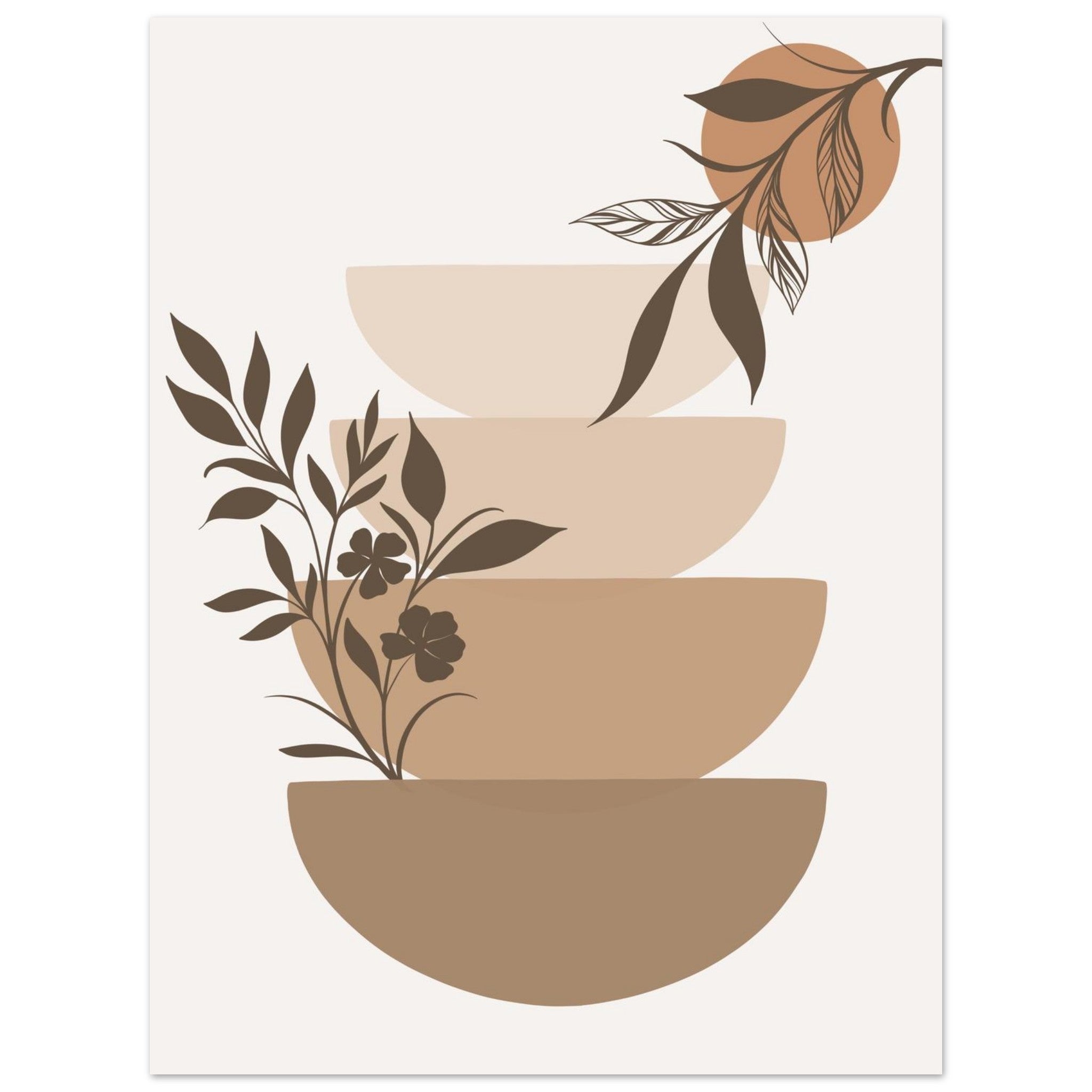 Artfulprints Poster Boho – Botanical stack  - 30x40 cm - Bruin