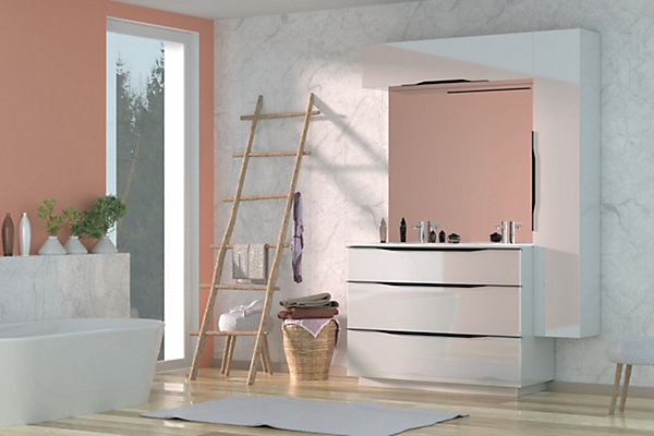 Meuble de salle de bains haut blanc brillant l.120 x H.30 x P.30 cm, Pamili