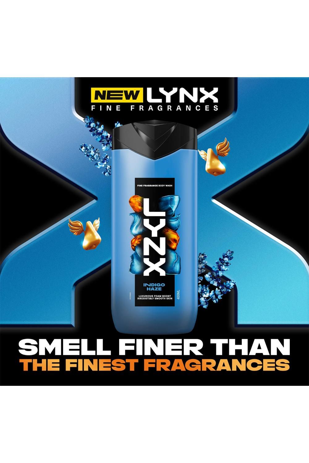 Lynx Fine Fragrance Indigo Haze Body Wash Lavender Musk Scent 400ml, 6PK