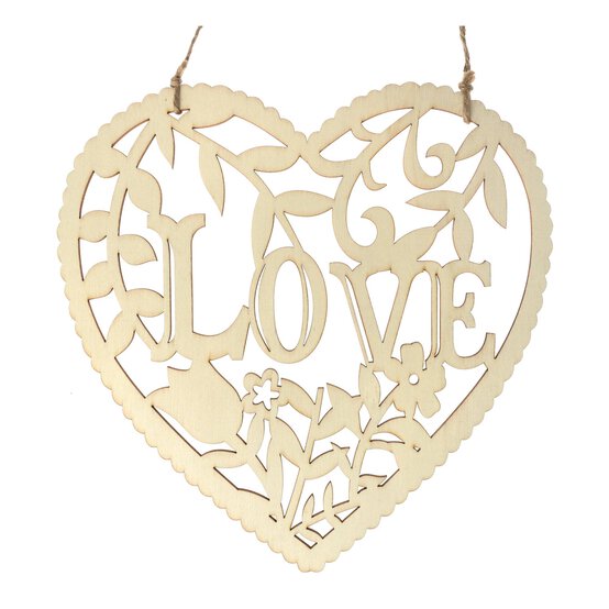 Wooden Filigree Love Heart Plaque 22cm