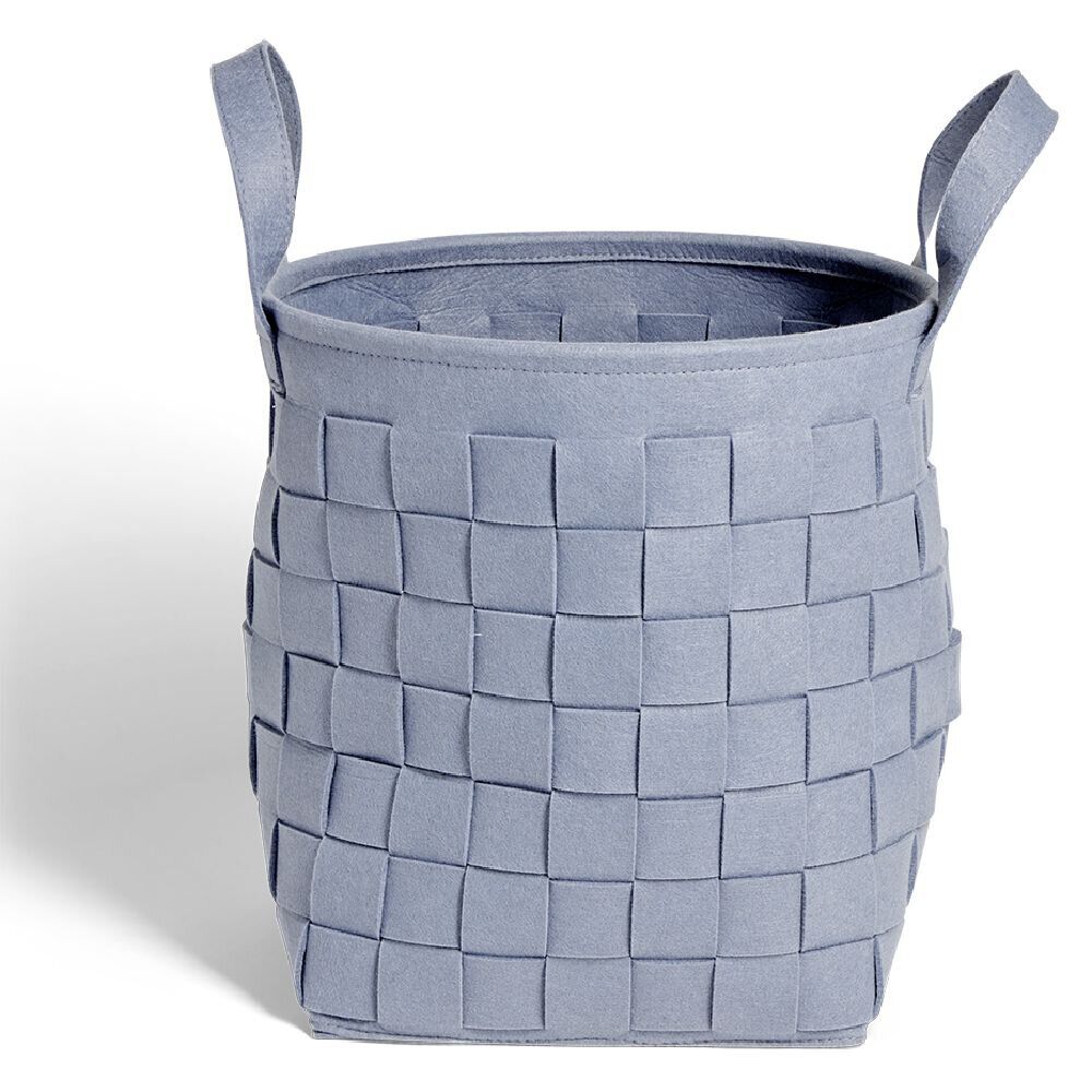 Panier à linge 29L feutrine bleu Ø32xH36cm