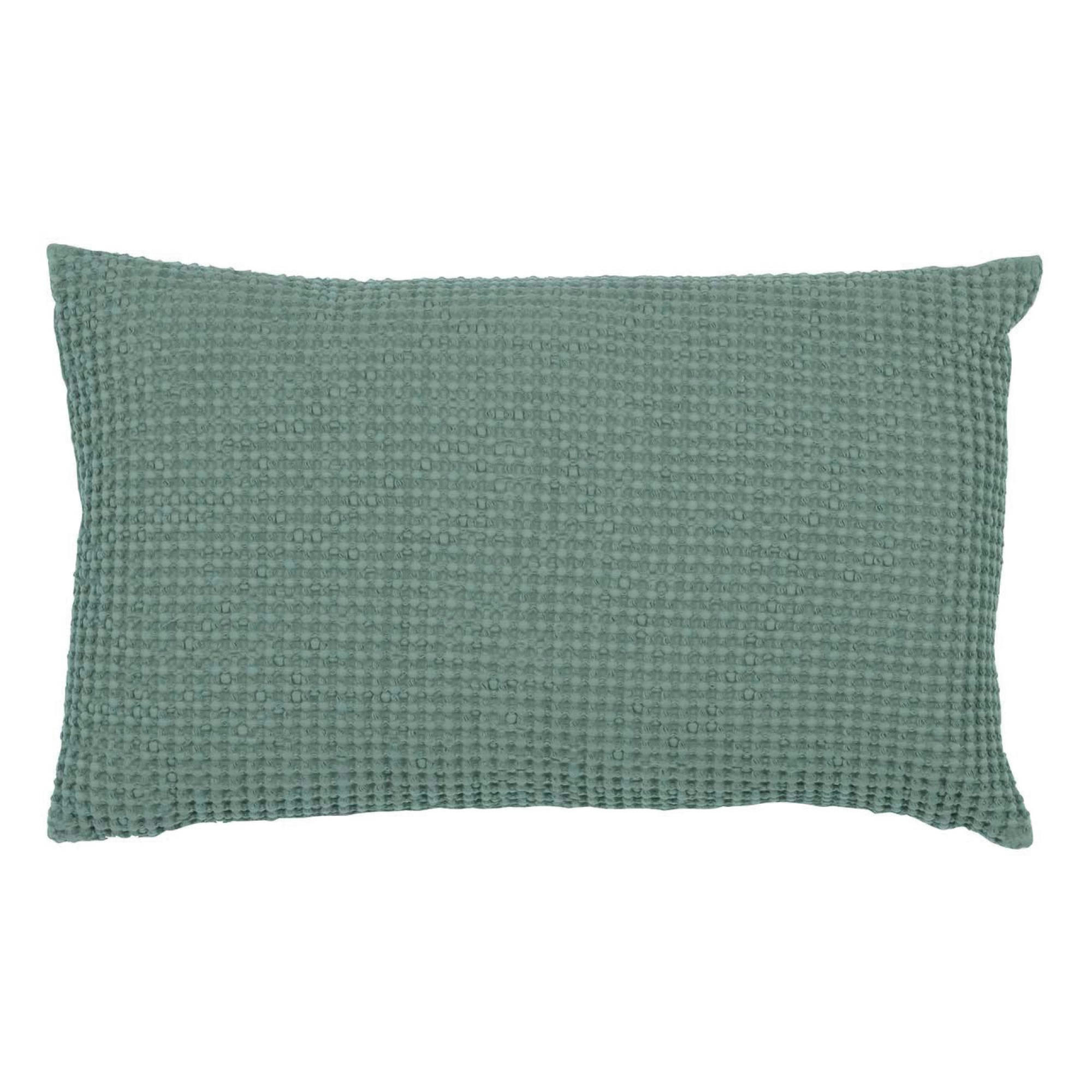 MAIA - Coussin  en coton vert de gris 30 x 50