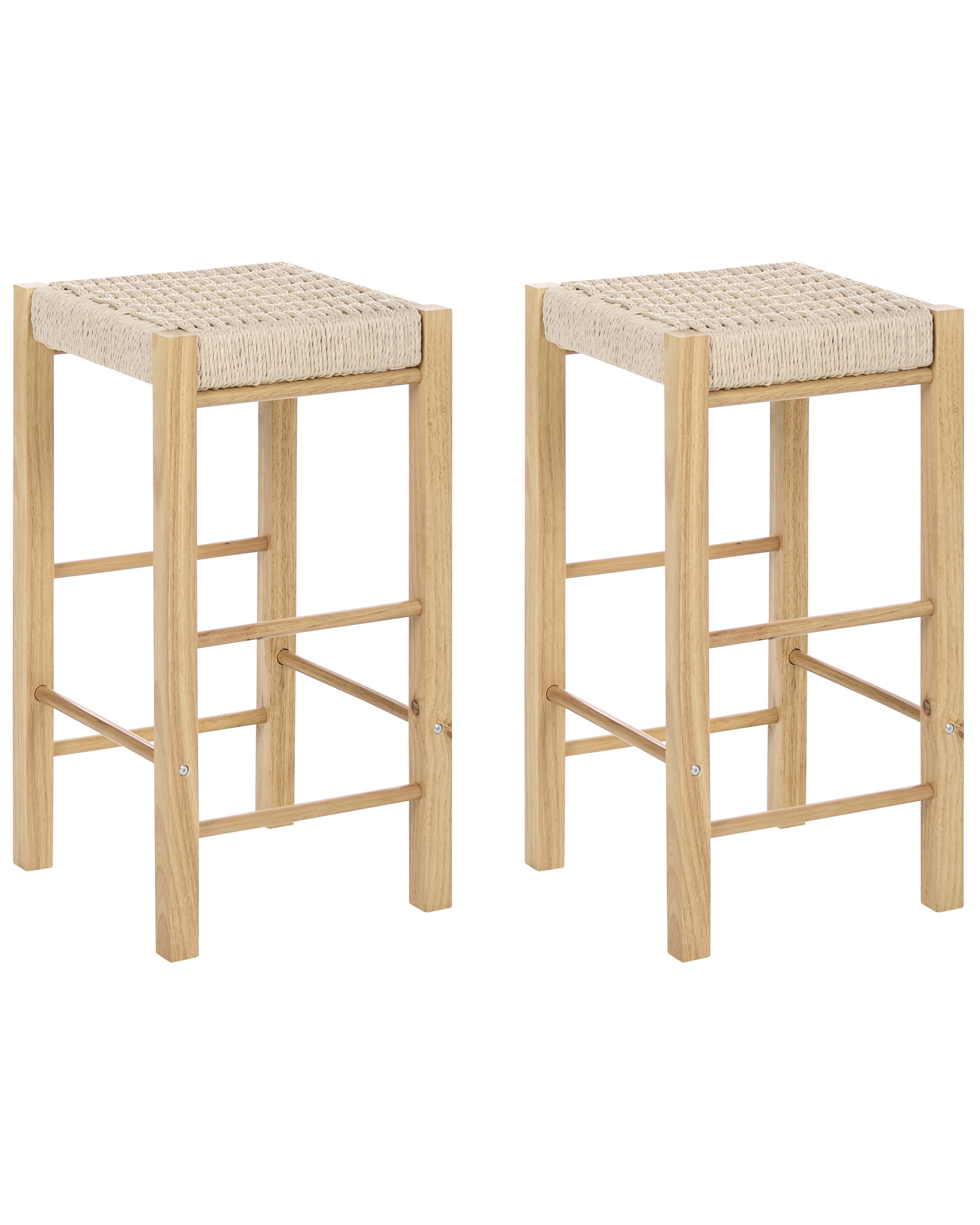 Set of 2 Bar Stools EMBRUN Wood Light Brown
