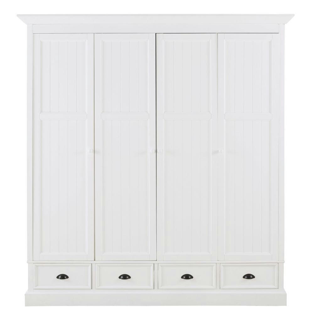 Newport - Dressing 4 portes 4 tiroirs blanc