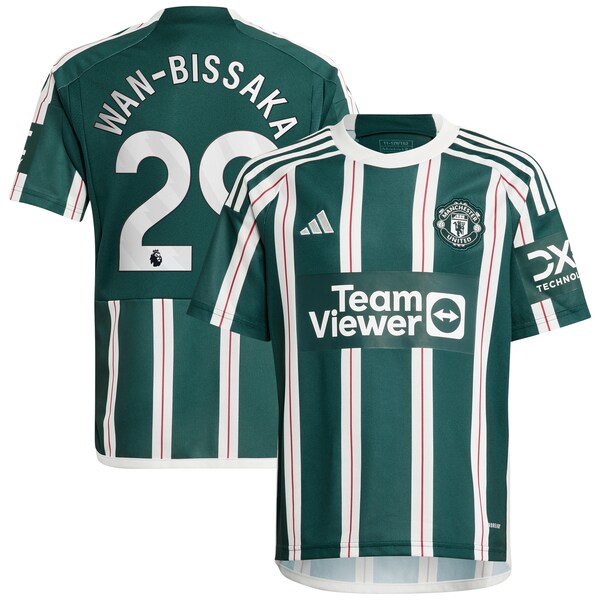 Aaron Wan-Bissaka Manchester United adidas Youth 2023/24 Away Replica Player Jersey - Green/White