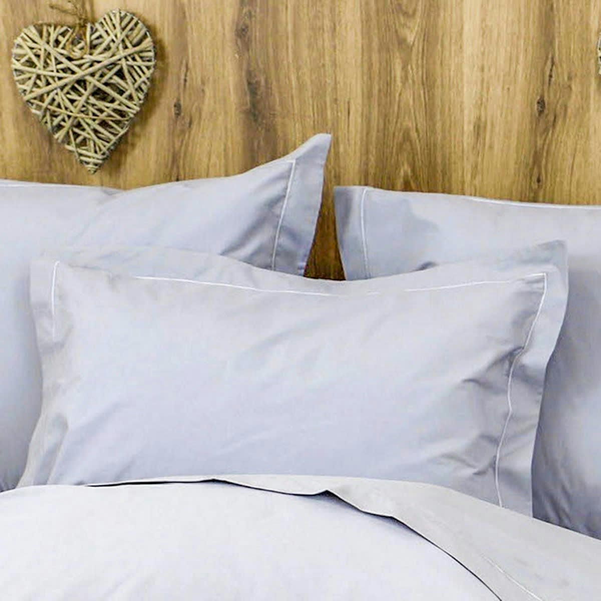 PARURE HOUSSE DE COUETTE DESIREE - Parure housse de couette percale 200 fils en coton gris 200x200 cm