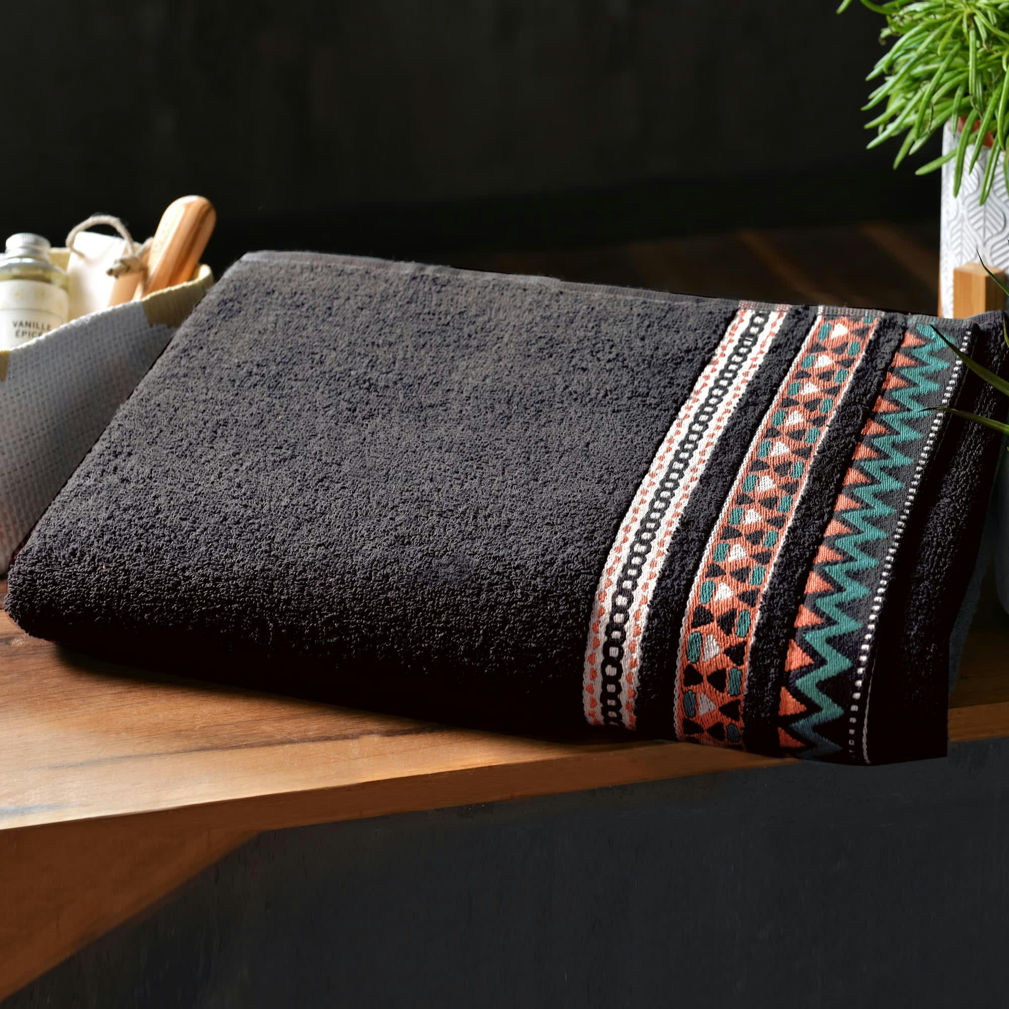 MEXIQUE - Drap de bain 70x140 gris anthracite en coton