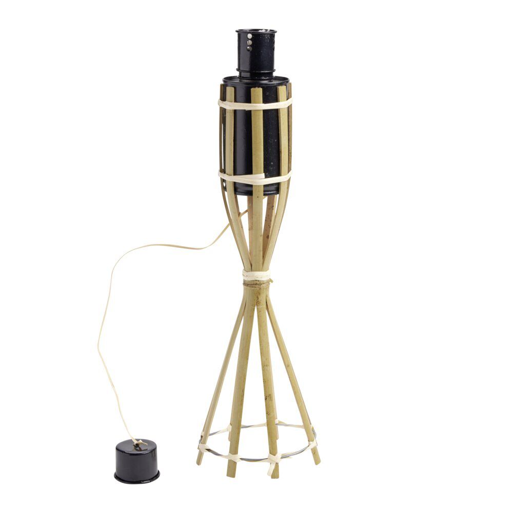 Torche à poser anti-insecte 1 mèche en bambou et métal Ø10xH39,5cm