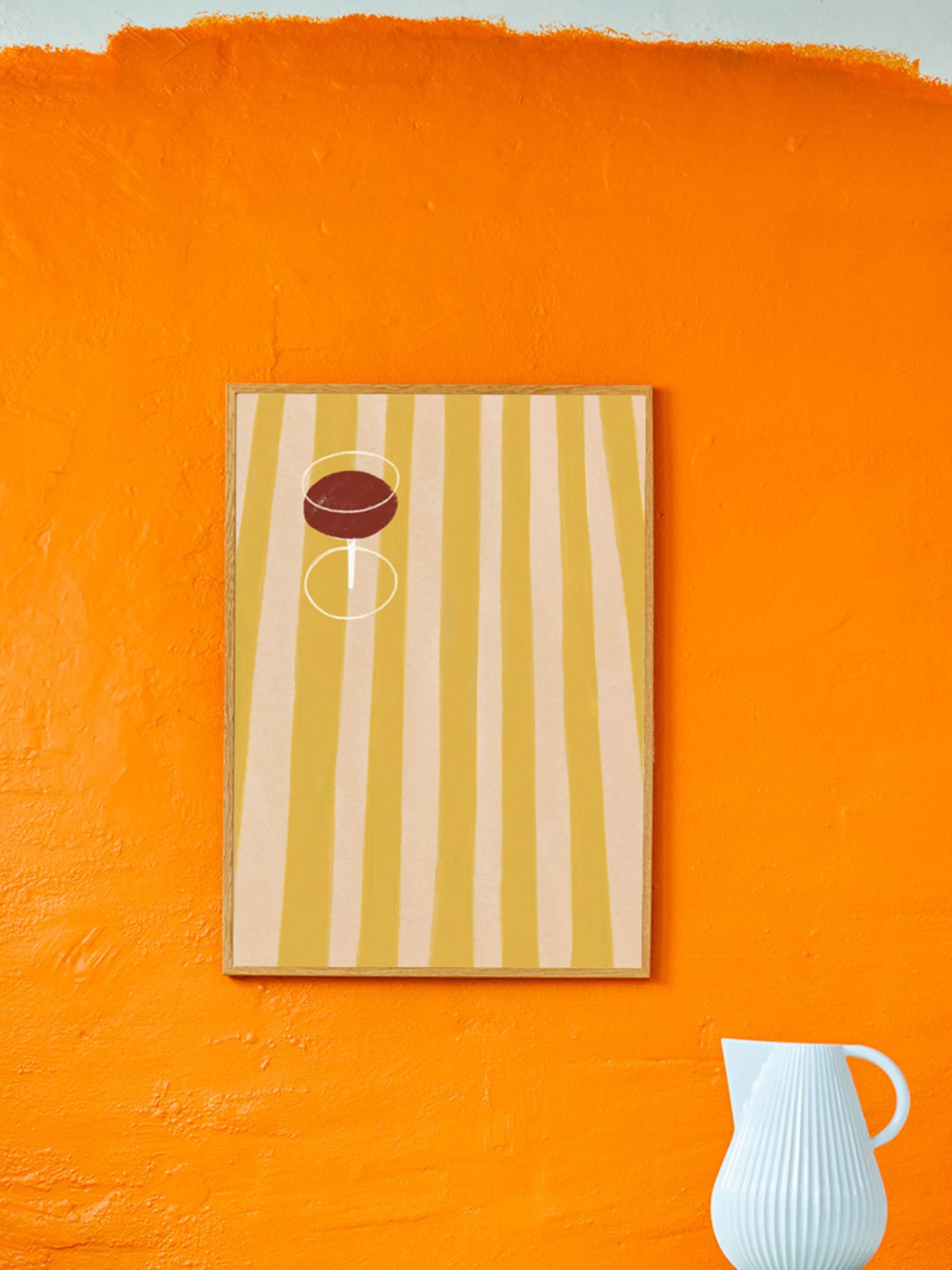 Paper Collective Orange SDO 04 Framed Wall Art Print in Natural Oak Frame