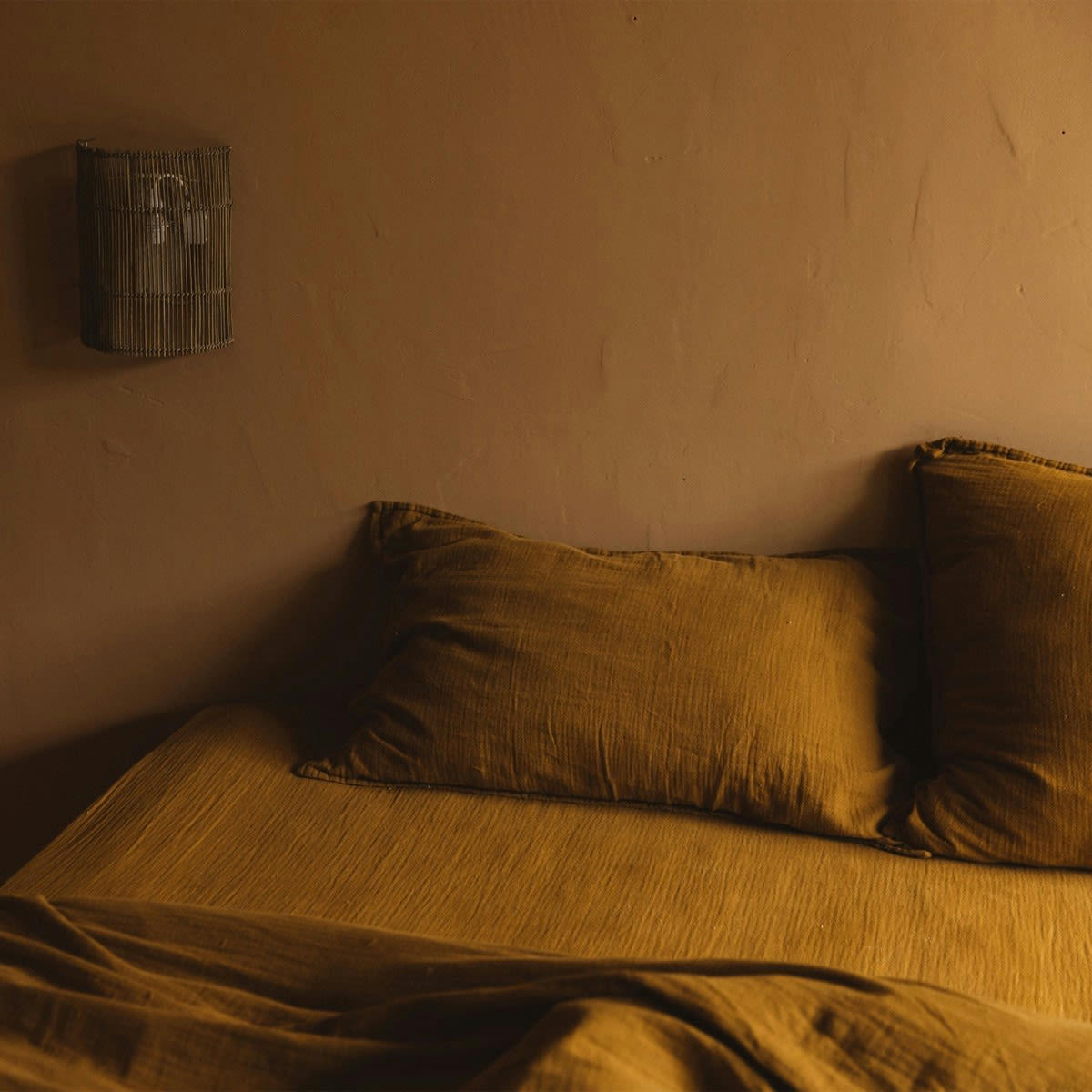 LES ESSENTIELS - Taie d'oreiller en gaze de coton ambre 50x75