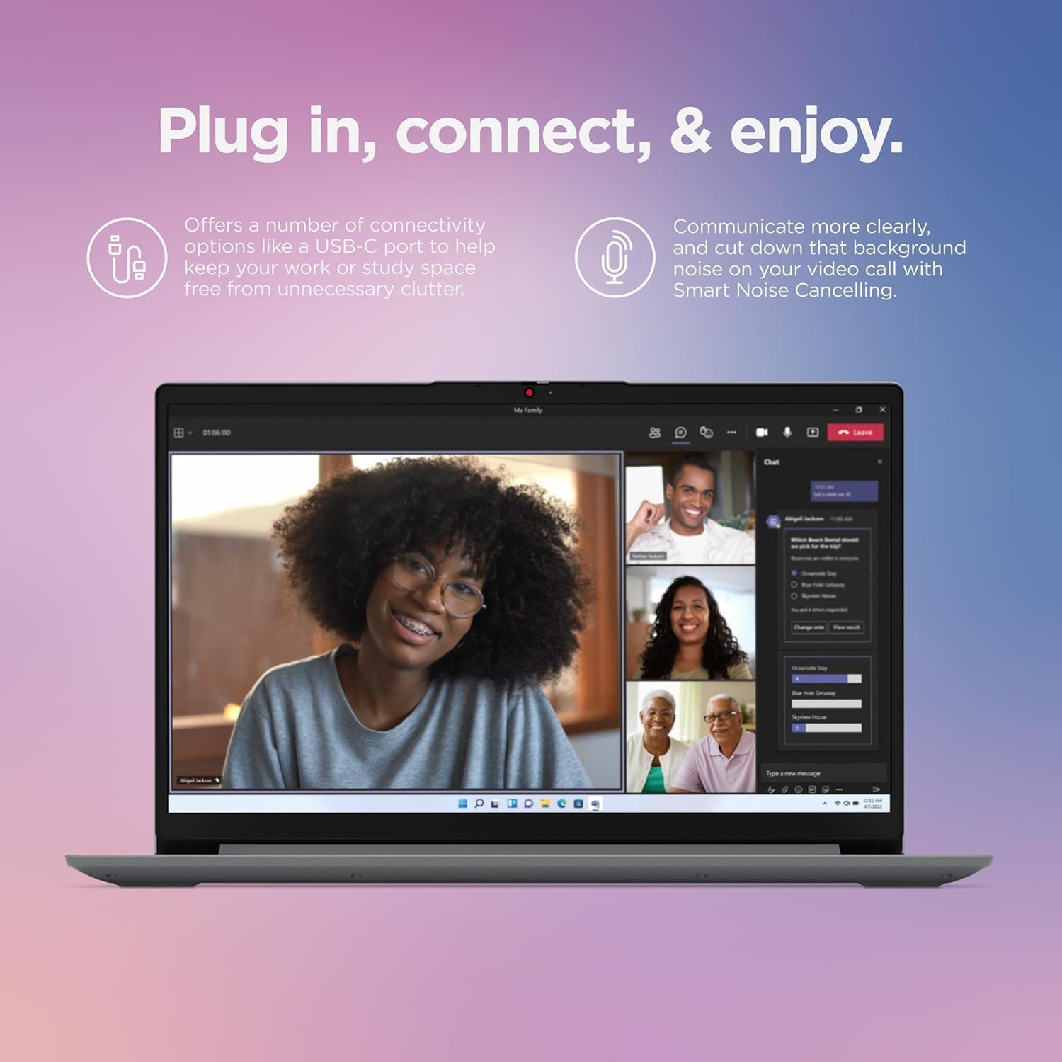 Lenovo IdeaPad 1 Student Laptop  Intel Dual Core Processor  8GB RAM  128GB eMMC + 1TB OneDrive  15.6 FHD Display  Office 365 Lifetime for the Web  Win11 H  Webcam w/Privacy Shutter