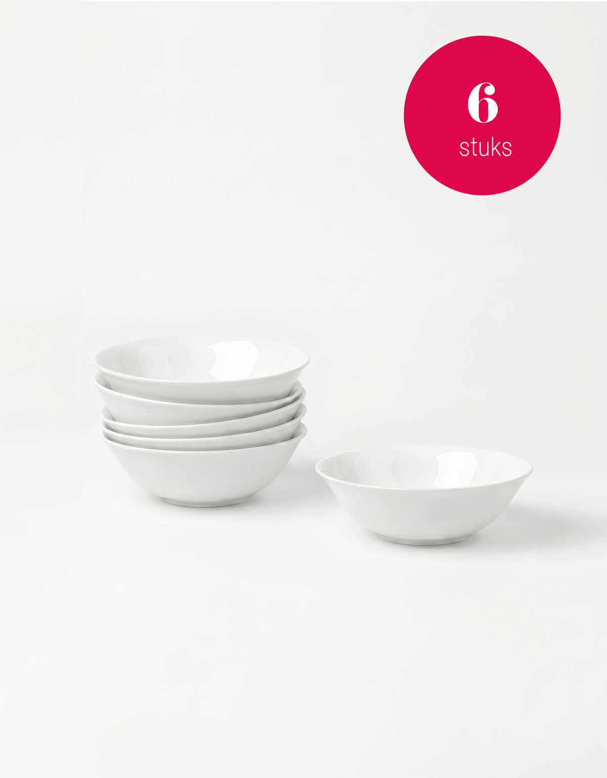 vtwonen - Ontbijtkommen - Wit - 15 cm - Set van 6
