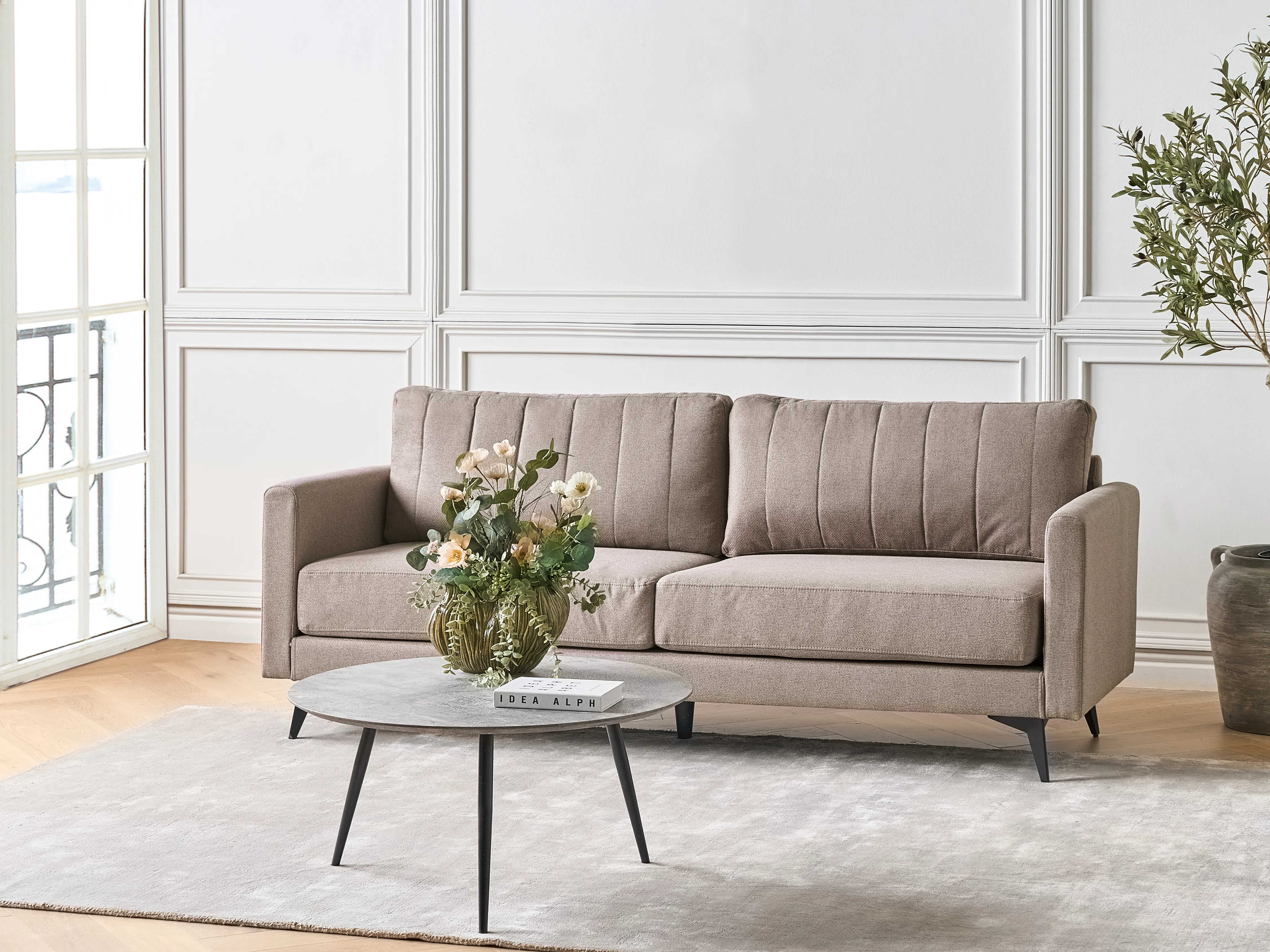 Sofa 3 Seater MALA Fabric Taupe