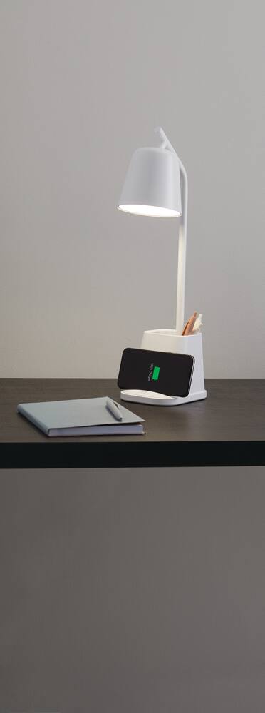 NOMA Mercer LED Desk Lamp with Wireless Charging, 17.8-in, White