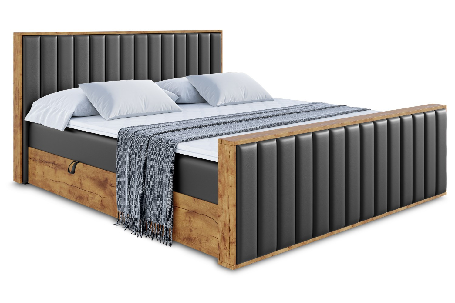 Łóżko kontynentalne z pojemnikiem i materacem H3 - LOLLI4-Z - 120x200 cm