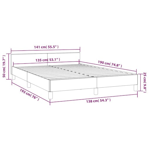 NNEVL Bed Frame with Headboard Dark Grey 137x187 cm Double Fabric