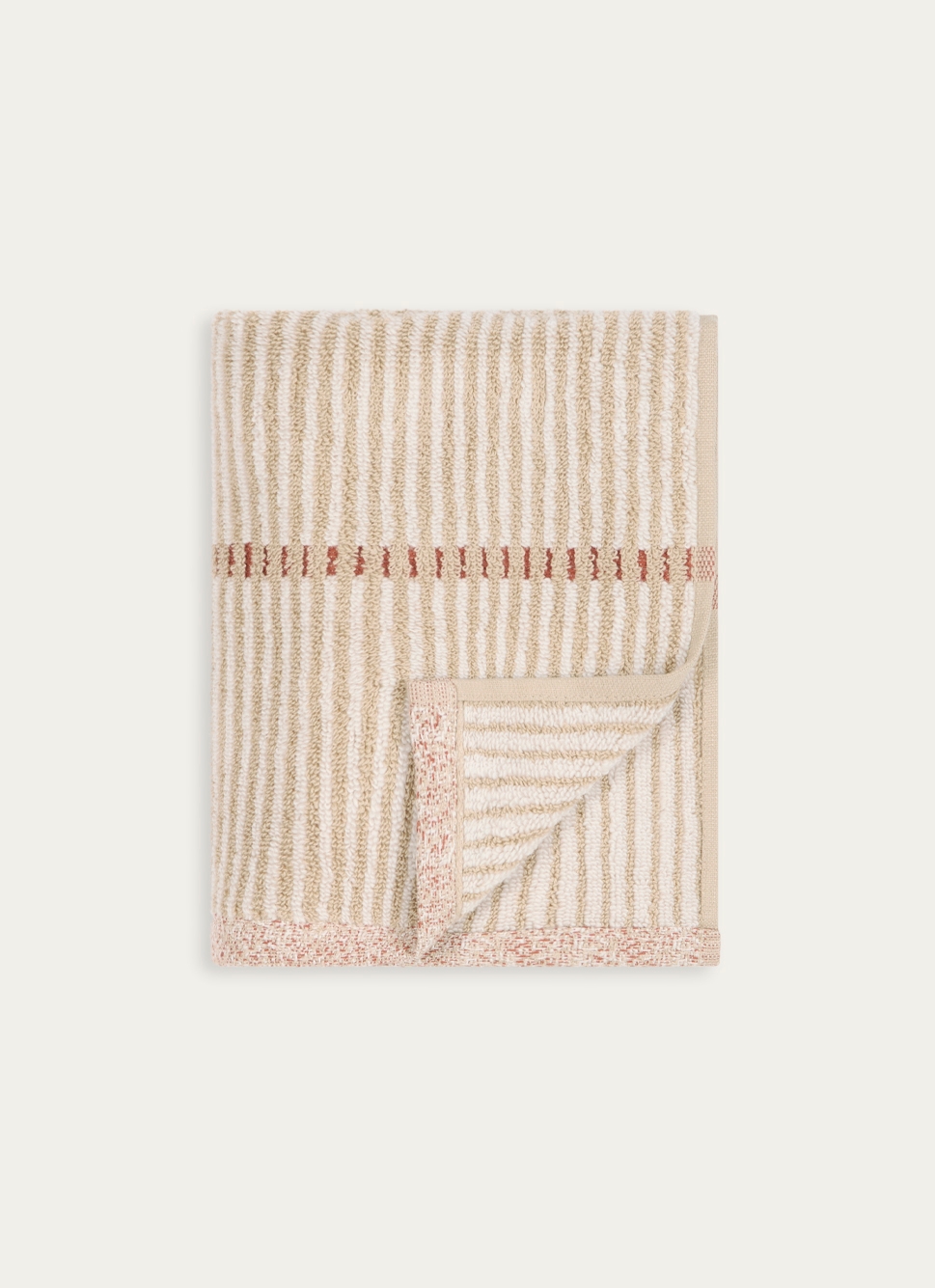 SERVIETTE DE TOILETTE à RAYURES BEIGE