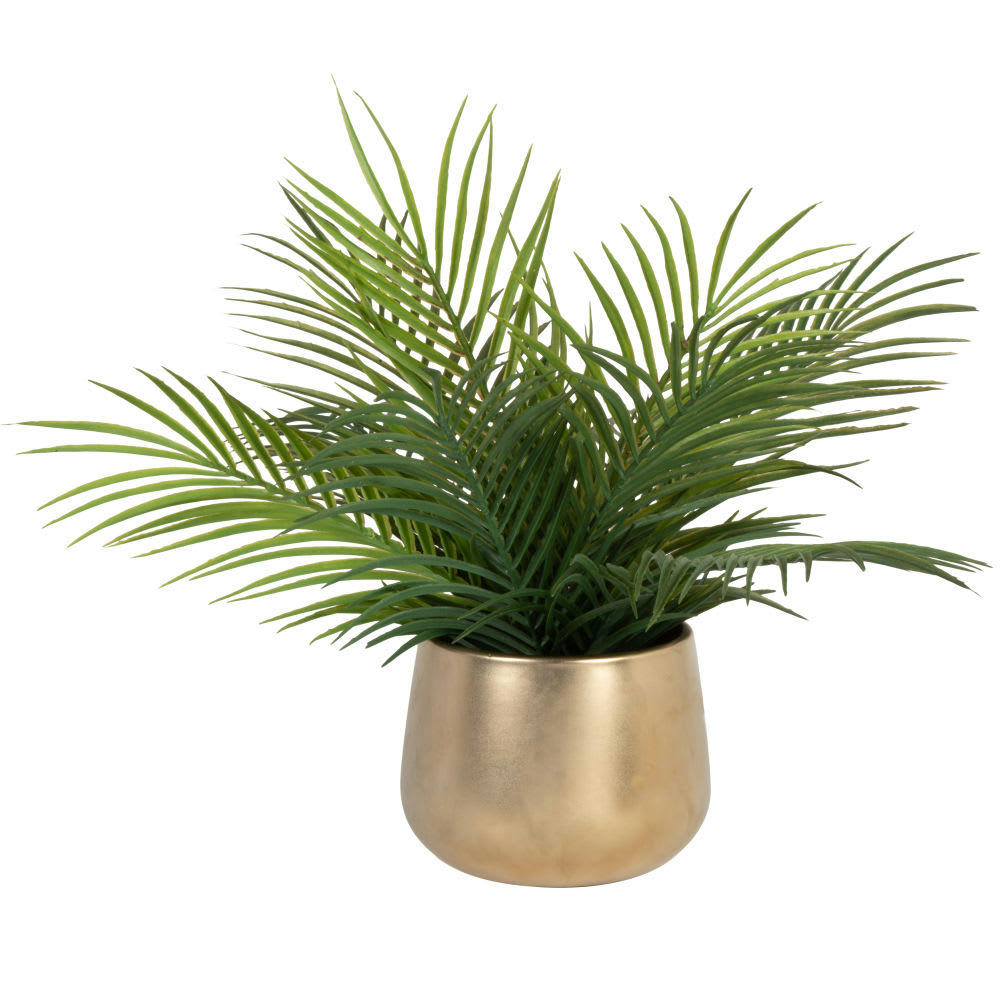 BLOOMSBURY - Plante verte artificielle et pot en grès doré