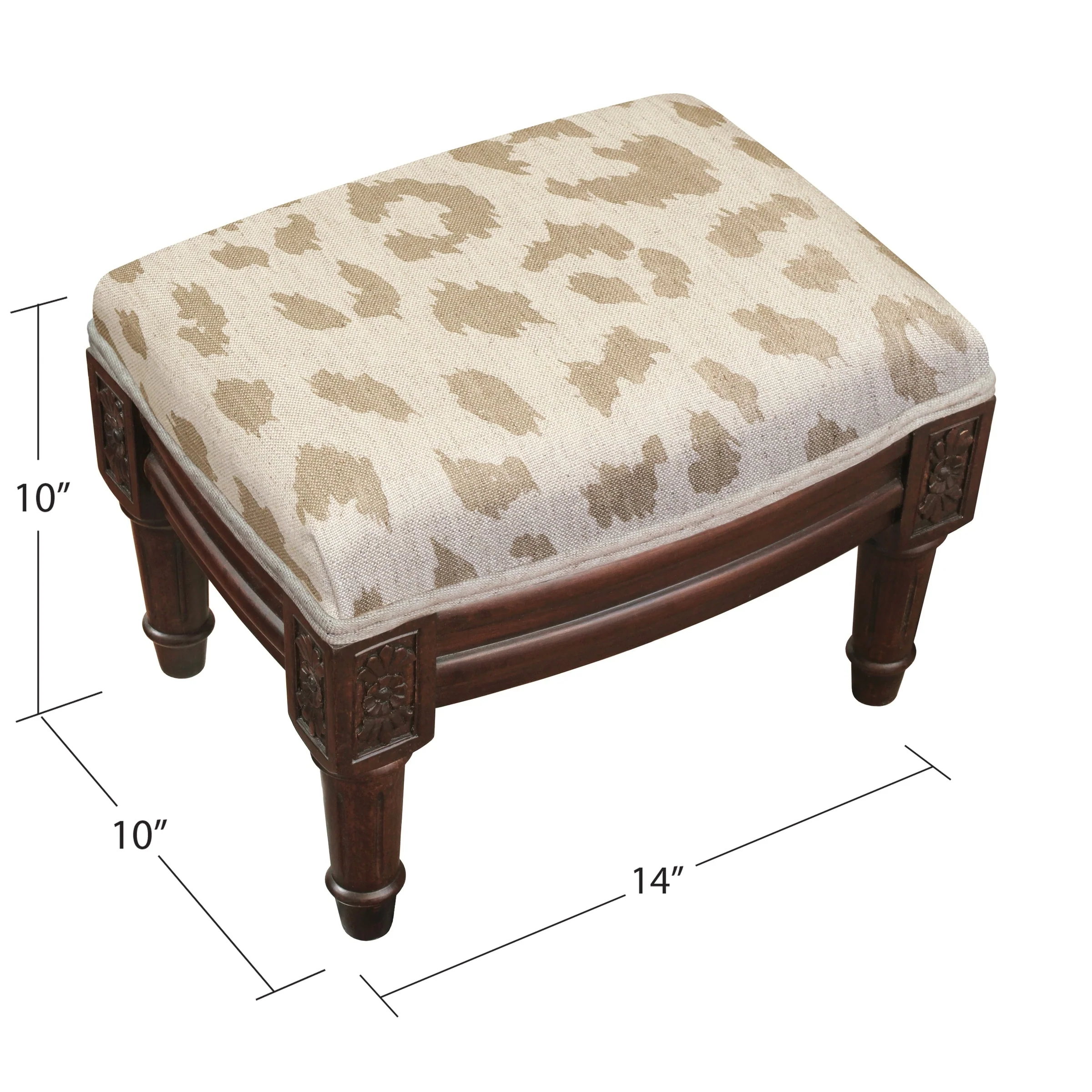 Taupe Cheetah Print Footstool