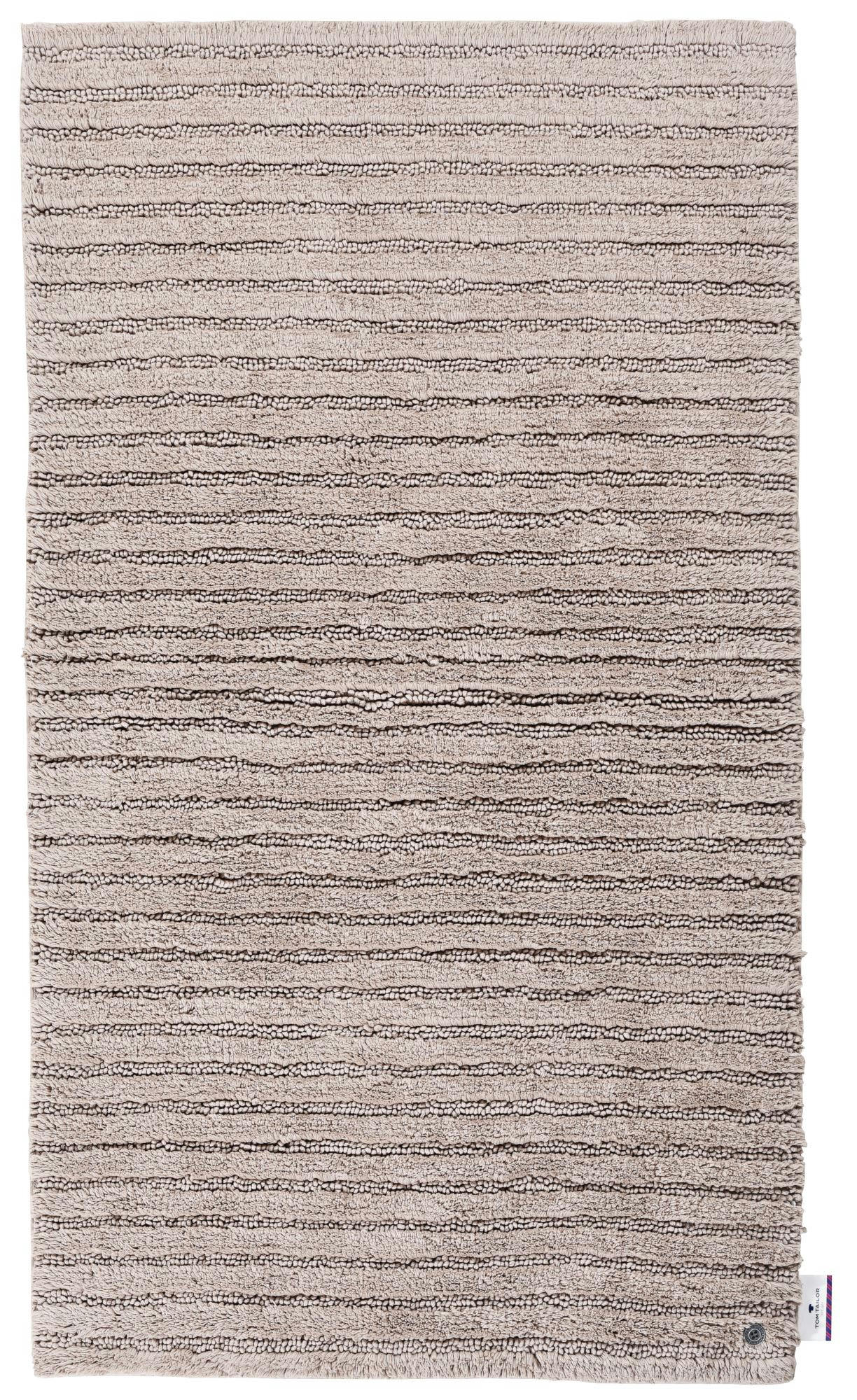 COTTON STRIPES - Tapis de bain structure fait à la main Sable 70x120