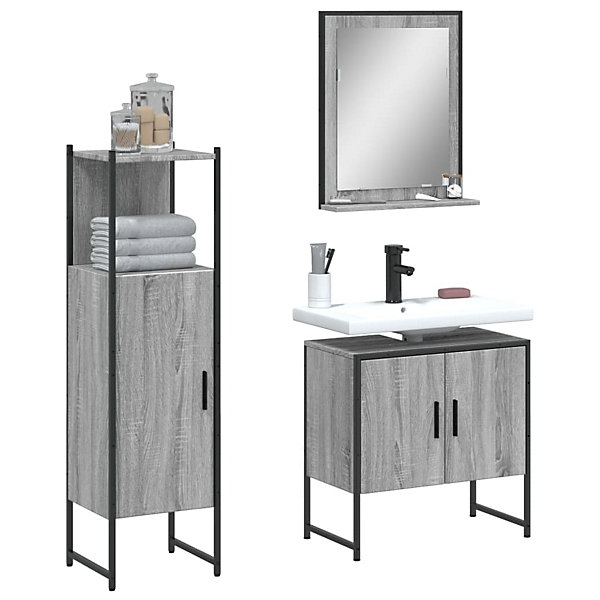 Ensemble d'armoires de salle de bain 3 pcs sonoma gris vidaXL