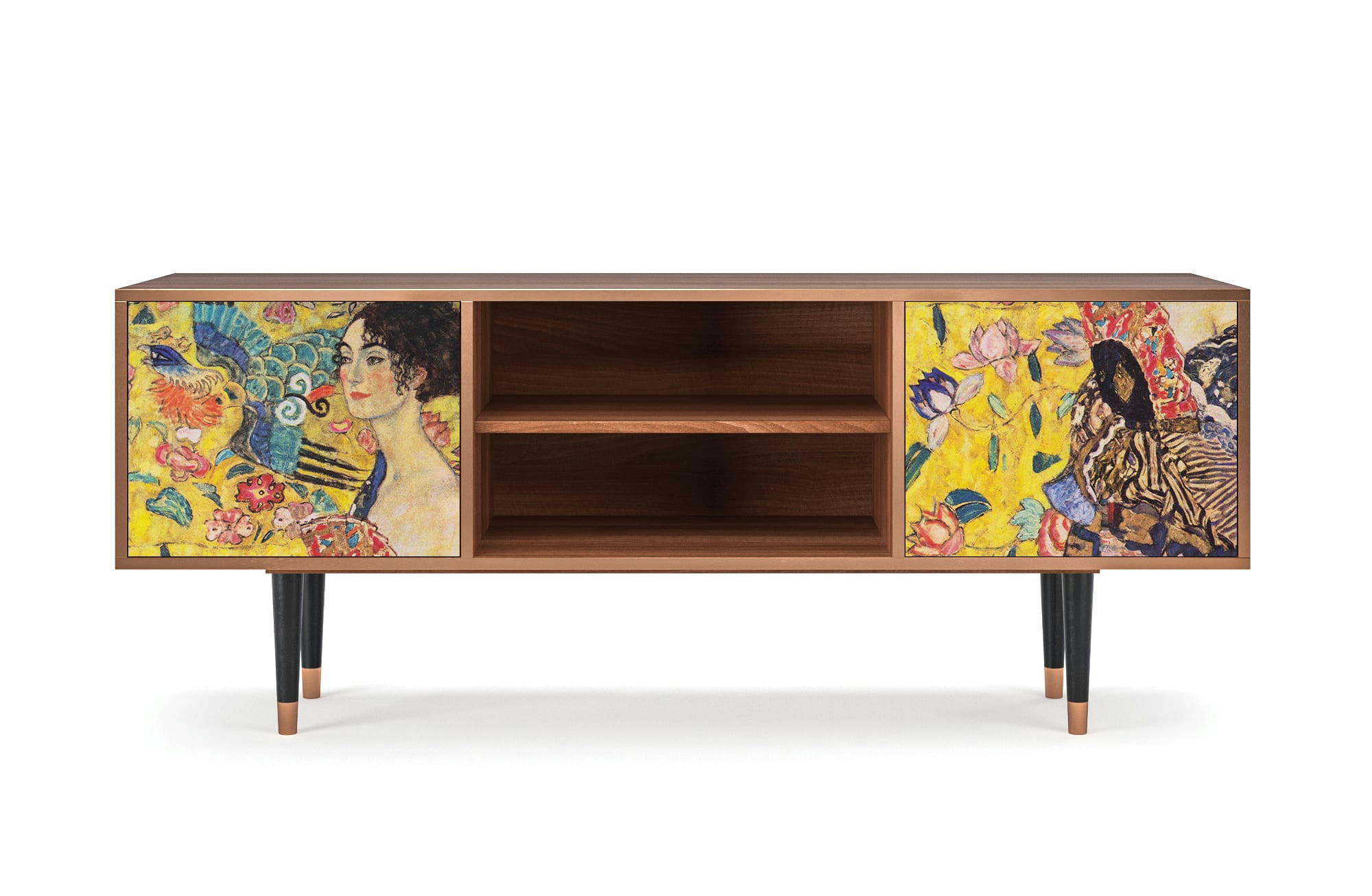 LADY WITH FAN BY GUSTAV KLIMT - Meuble TV  jaune 2 portes L 170 cm