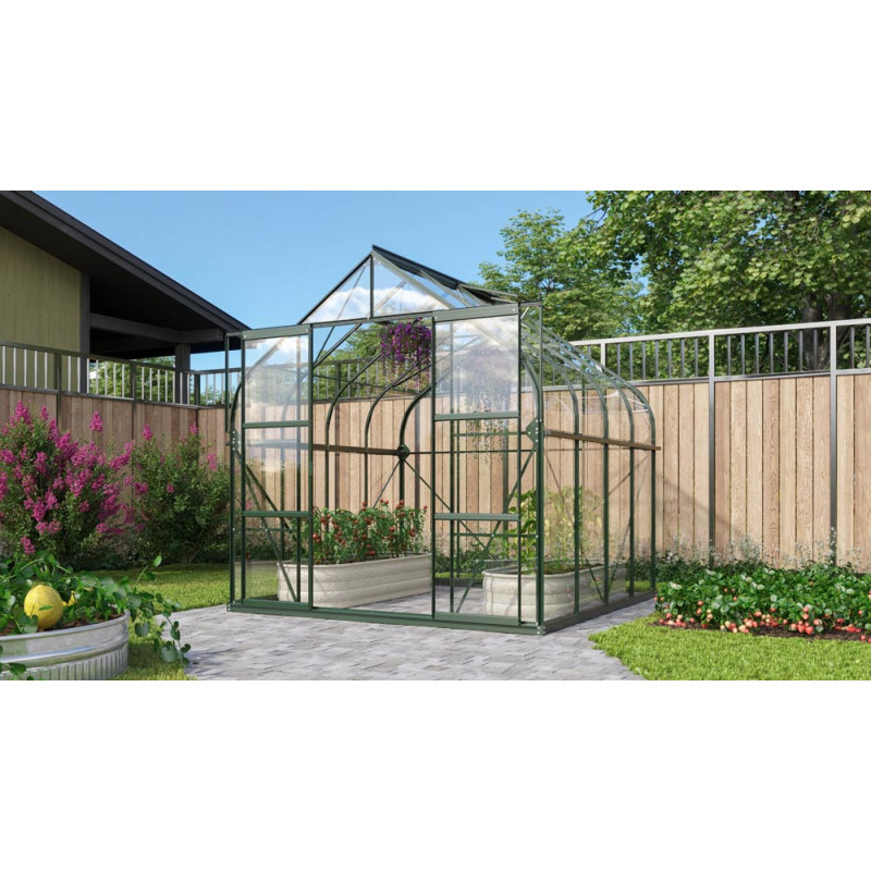 Serre en verre Dione verte 6,7 m² VITAVIA