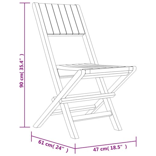 NNEVL Folding Garden Chairs 2 pcs 47x61x90 cm Solid Wood Teak