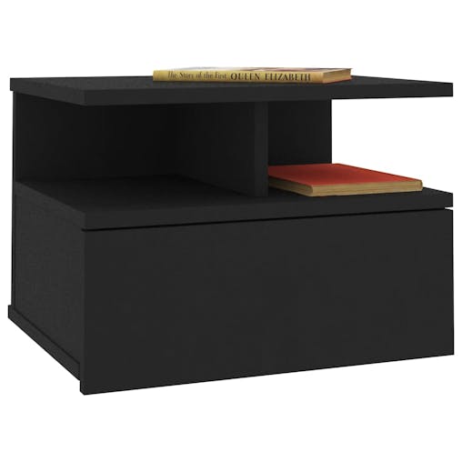 NNEVL Floating Nightstand Black 40x31x27 cm Chipboard