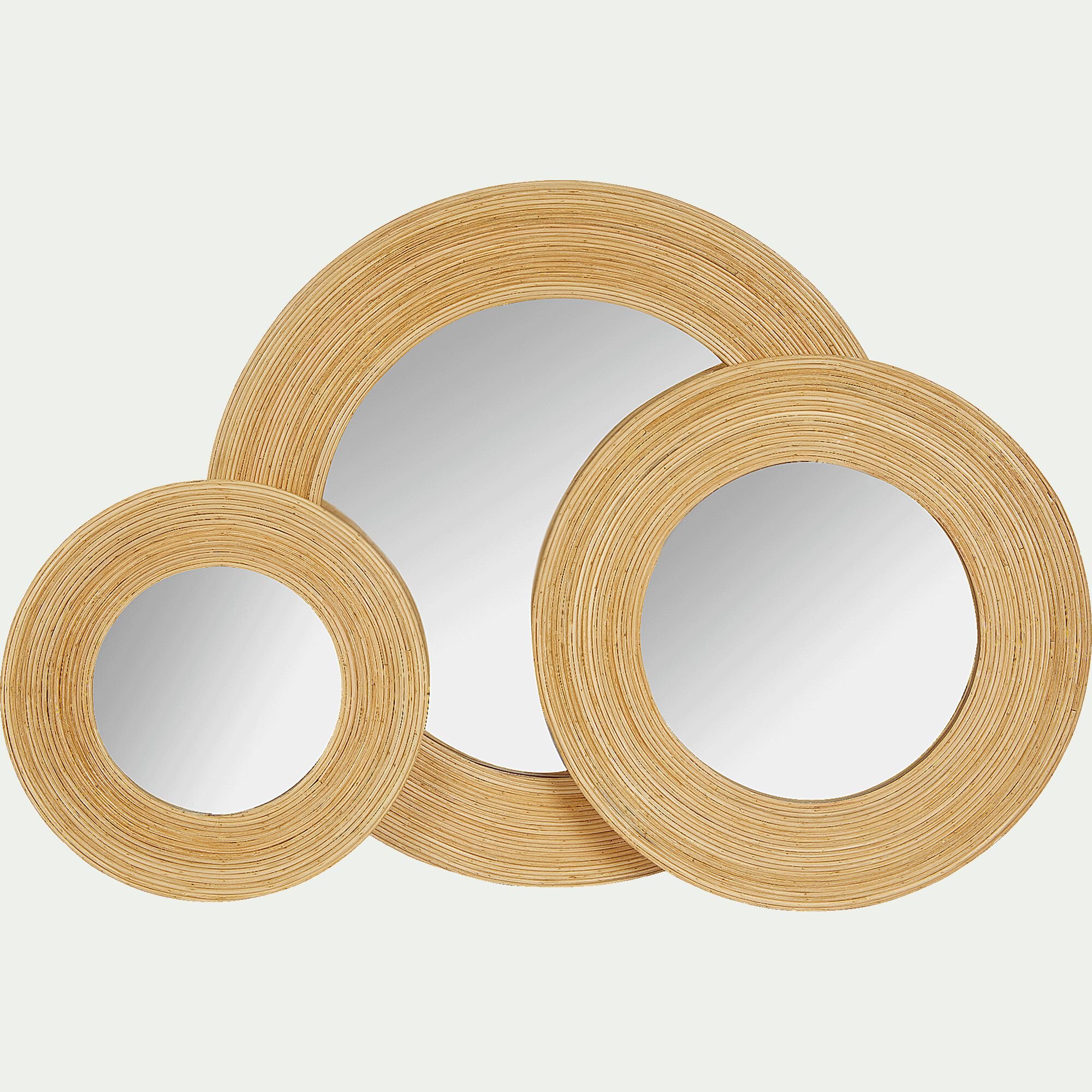 ASTER - Miroir rond en bois naturel D40,5cm