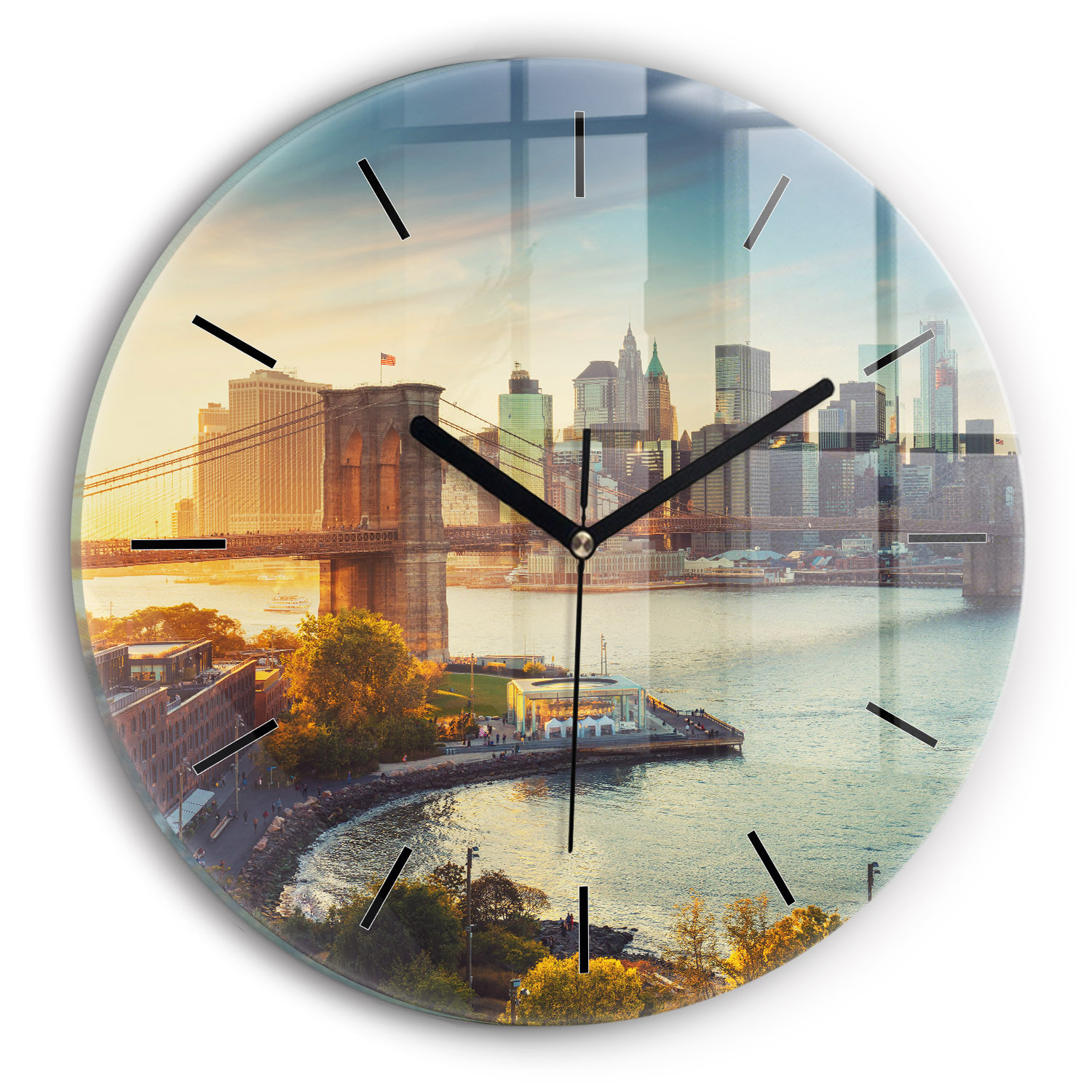 Nowoczesny szklany zegar ścienny Nowy Jork Manhattan fi30