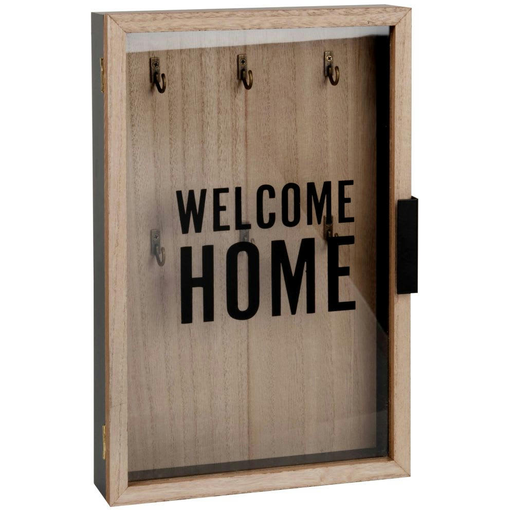 WELCOME - Boîte à clés murale marron et noire 23x35