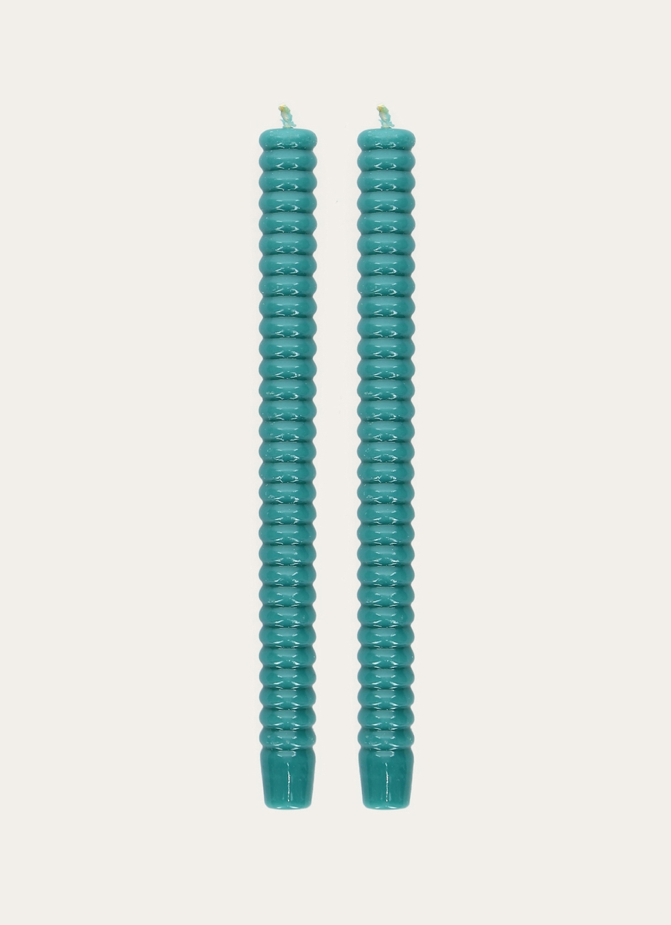 LOT DE 2 BOUGIES TORSADÉES TURQUOISE