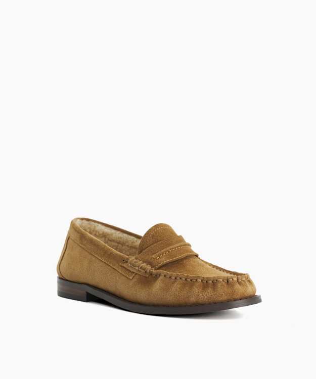 Genuinee Sand - Suede Faux Shearling-Lined Loafers