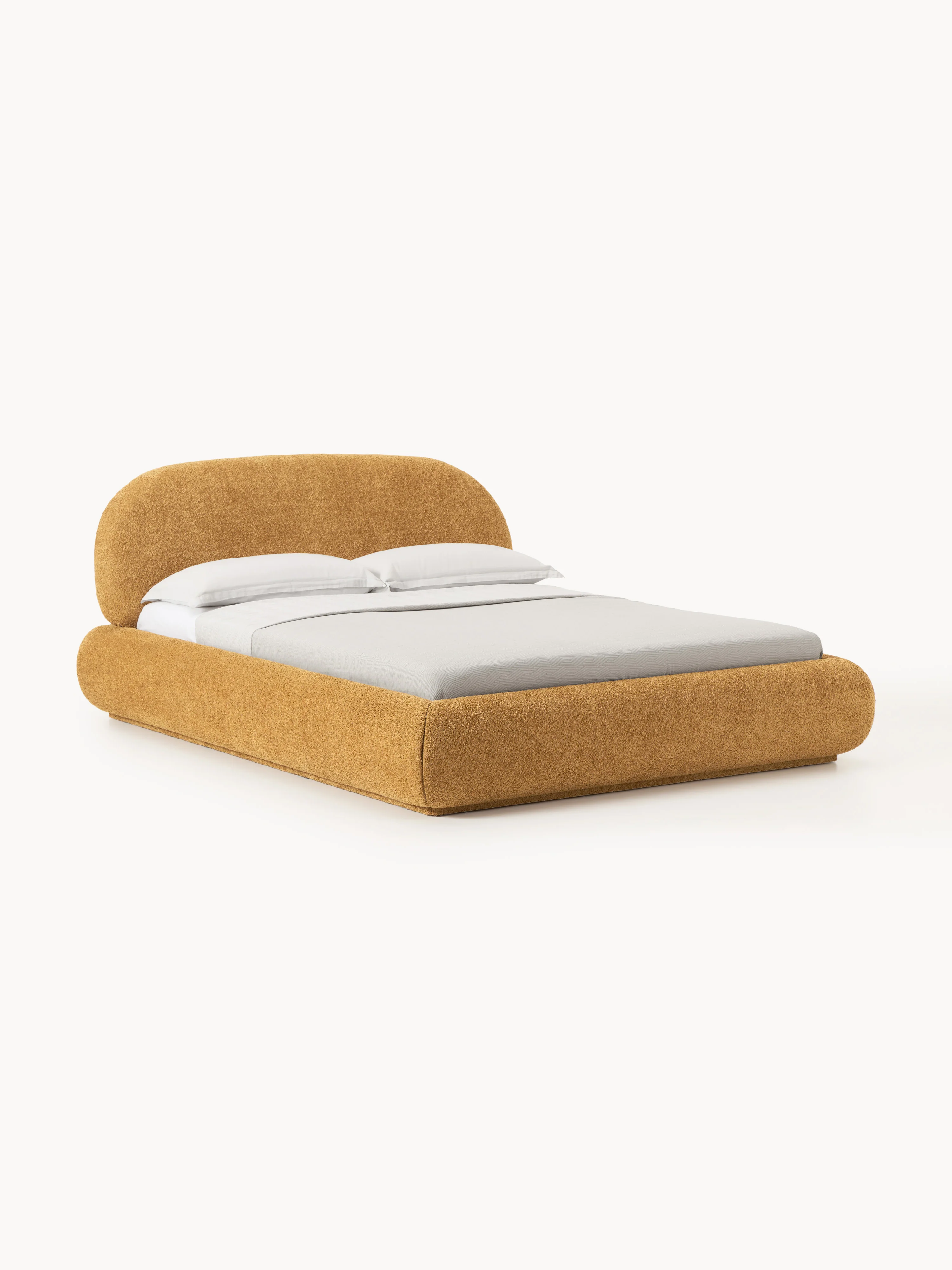 Polsterbett Alba aus Teddy-Bouclé mit Stauraum