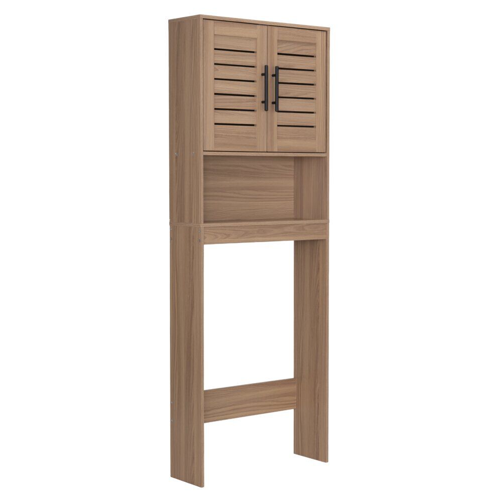 Meuble contour WC en bois 1 niche 2 portes Léon 58,5x19xH160cm