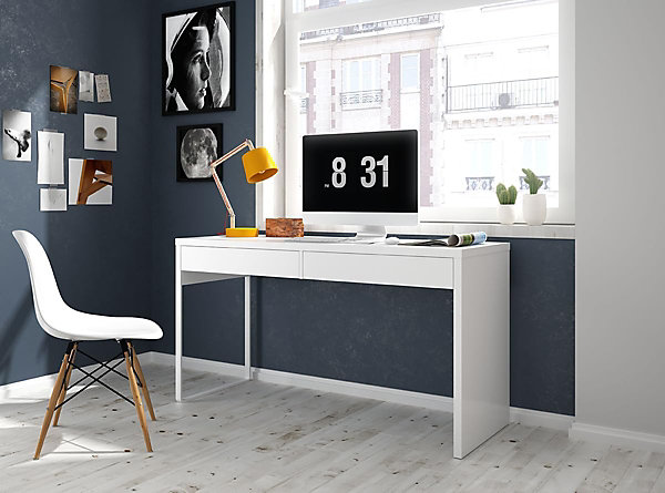 Bureau reversible avec tiroir coloris Blanc Artic - 75 x 138 x 50 cm