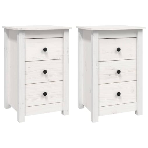 NNEVL Bedside Cabinets 2 pcs White 40x35x61.5 cm Solid Wood Pine