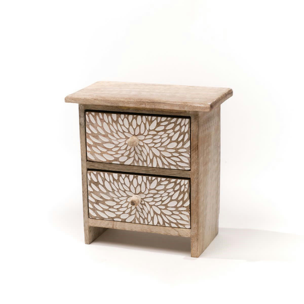 MANGO WOOD - Rangement à tiroirs en bois beige 20x21x10