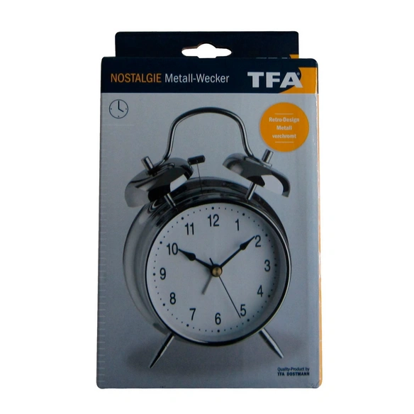 Wecker (Analog), BxHxT: 11,7 x 17,2 x 5,7 cm, silberfarben