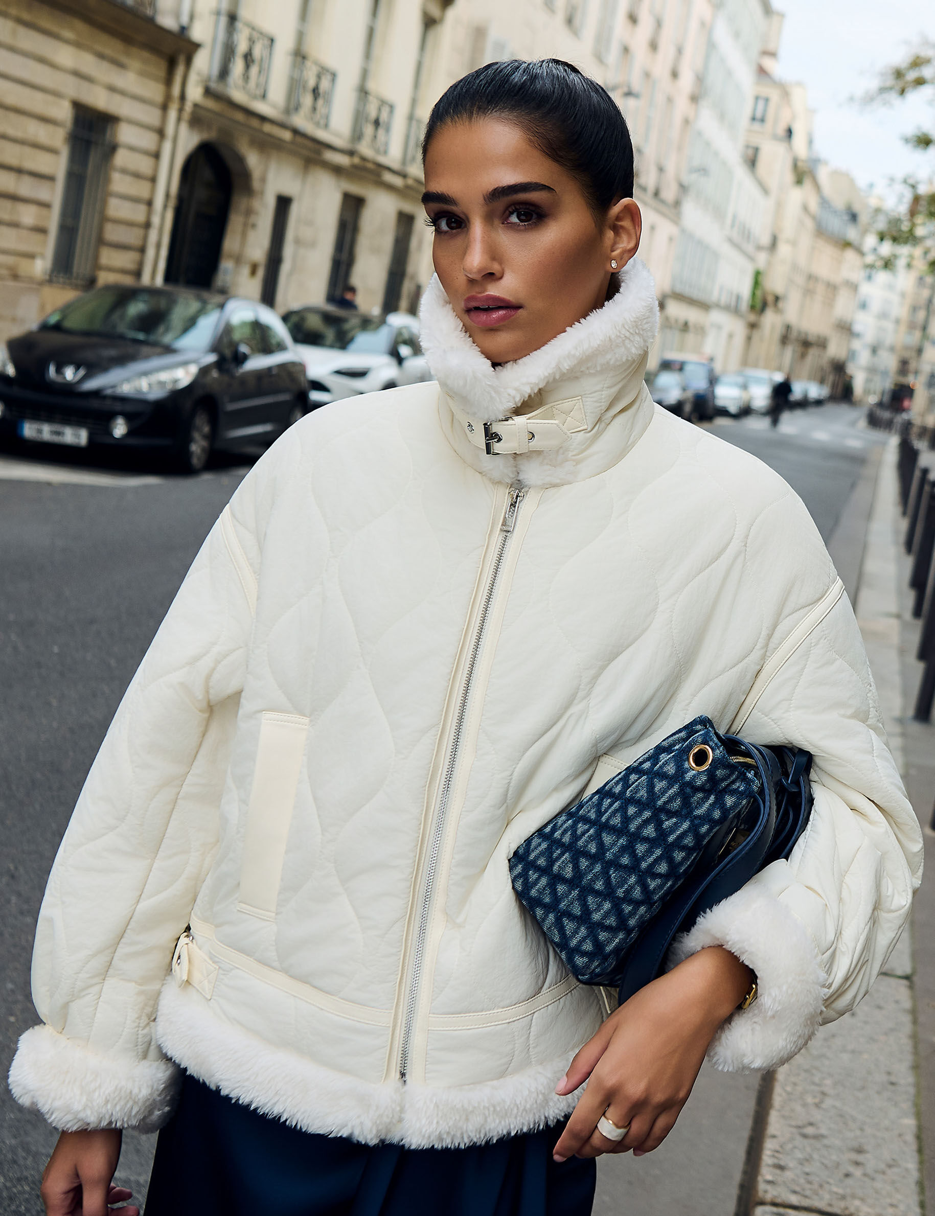 Fitted Short Puffer Jacket Ivory Women