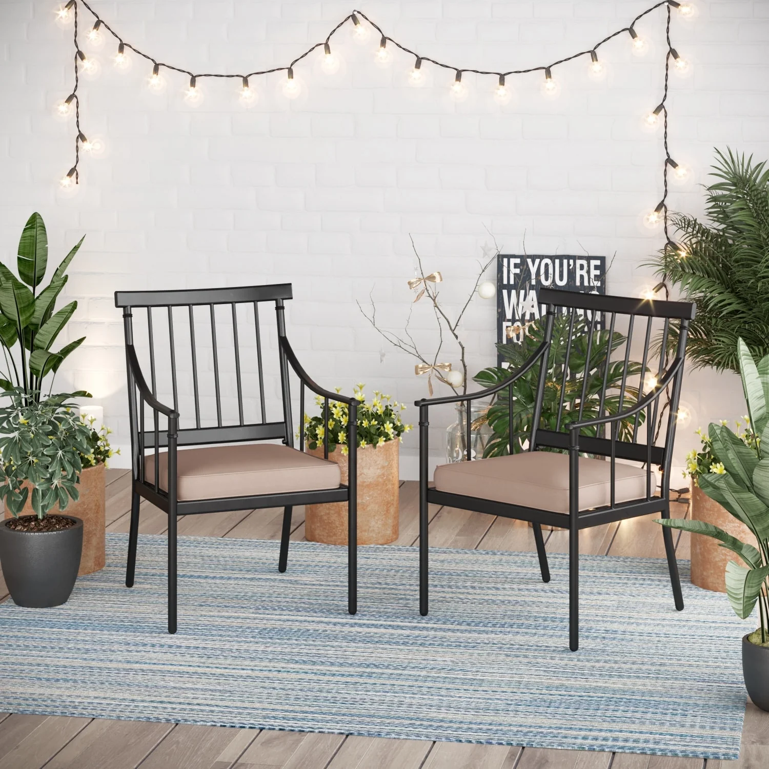 MAISON ARTS Set of 2 Patio Dining Chairs Deep-Seating with Movable Cushions