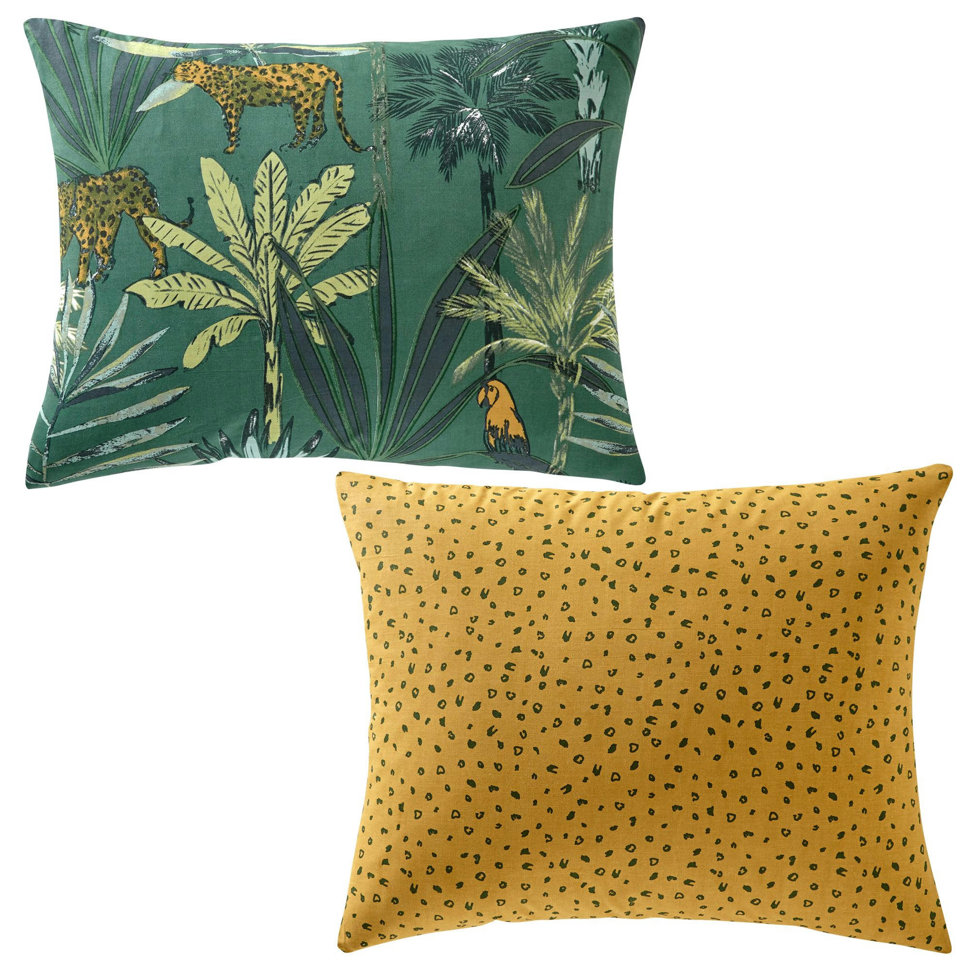 TROPICAL - Taie volant 50x70 vert foncé en coton