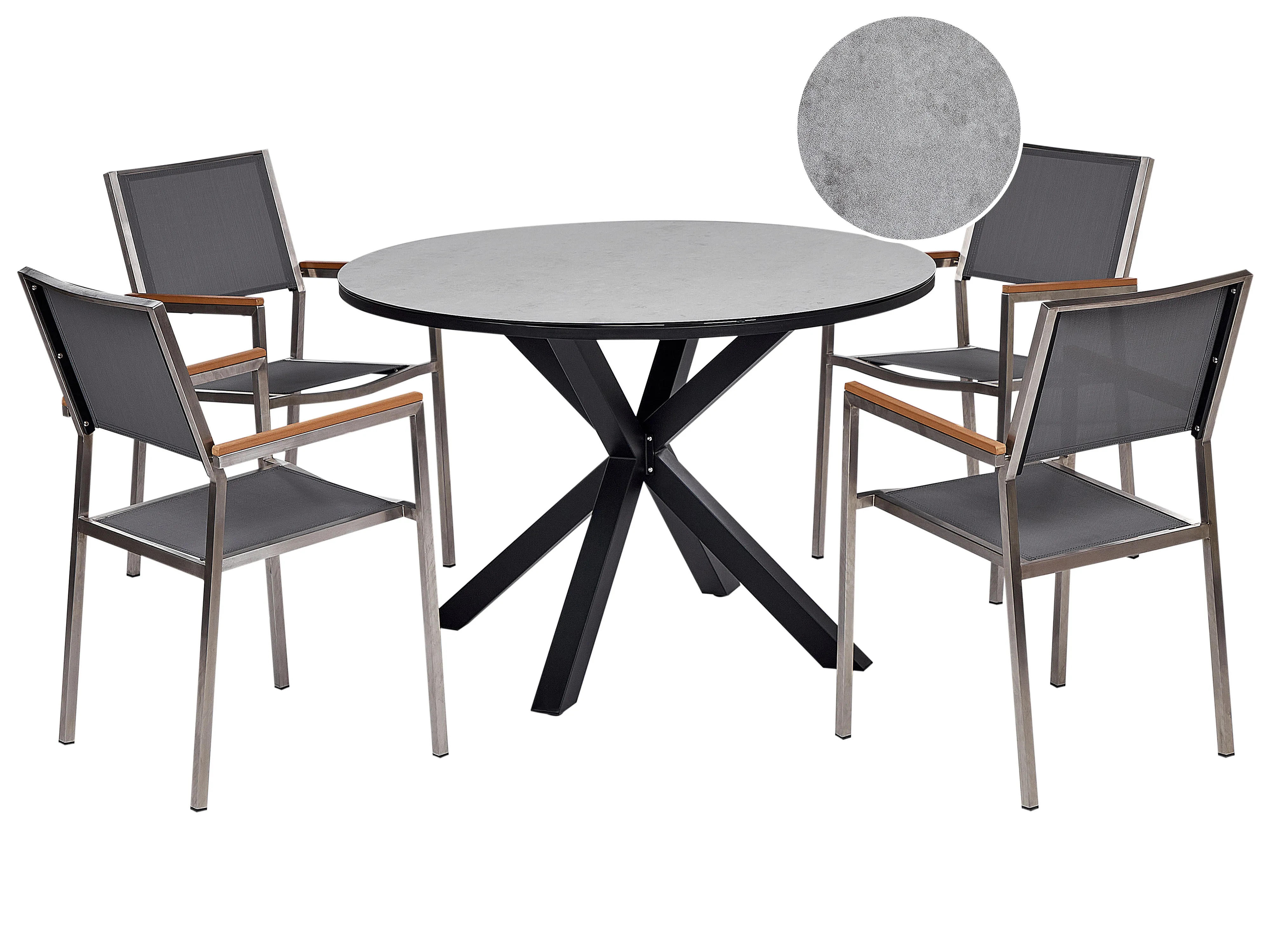 Garden Dining Set 4 Seater MALETTO/GROSSETO Metal Marble Effect Grey